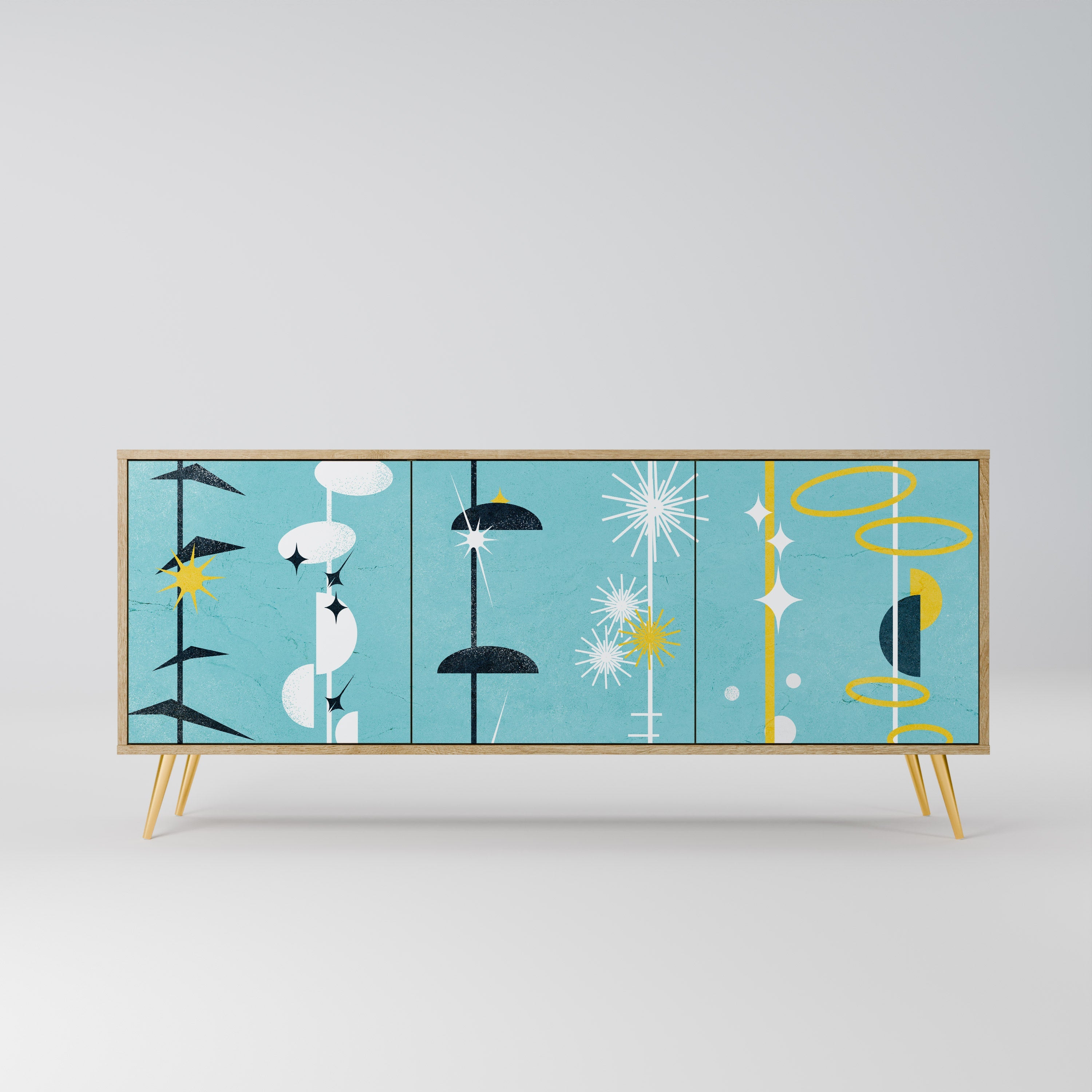 PATHS TO HAPPINESS Aparador de 3 Portas em Efeito Carvalho