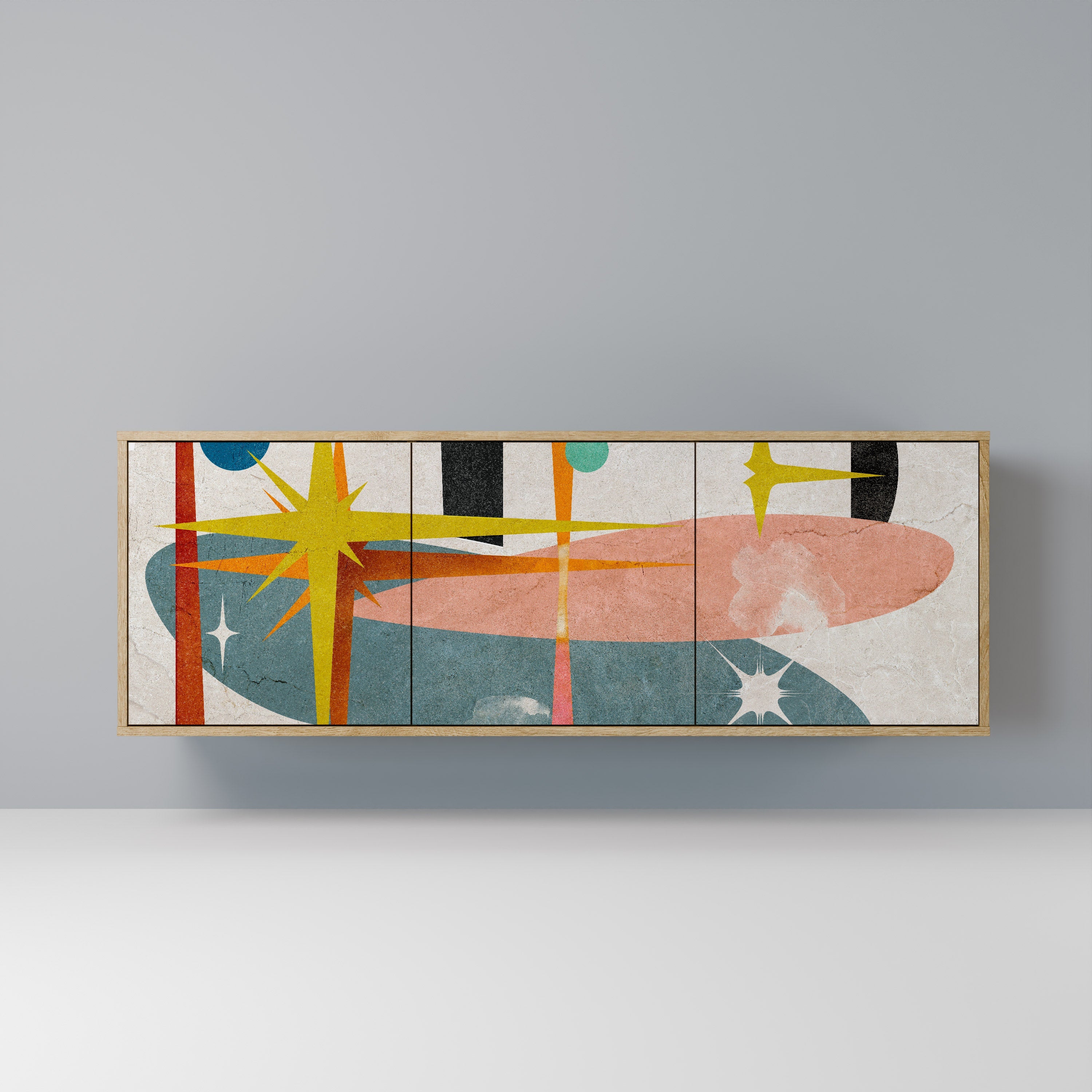 INTERSTELLAR VIBES Aparador de 3 Portas em Efeito Carvalho