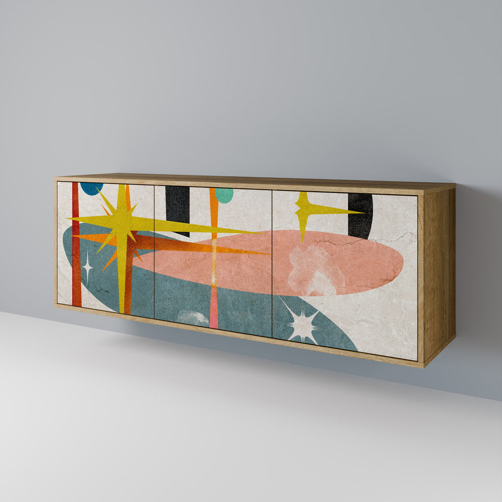 INTERSTELLAR VIBES Aparador de 3 Portas em Efeito Carvalho