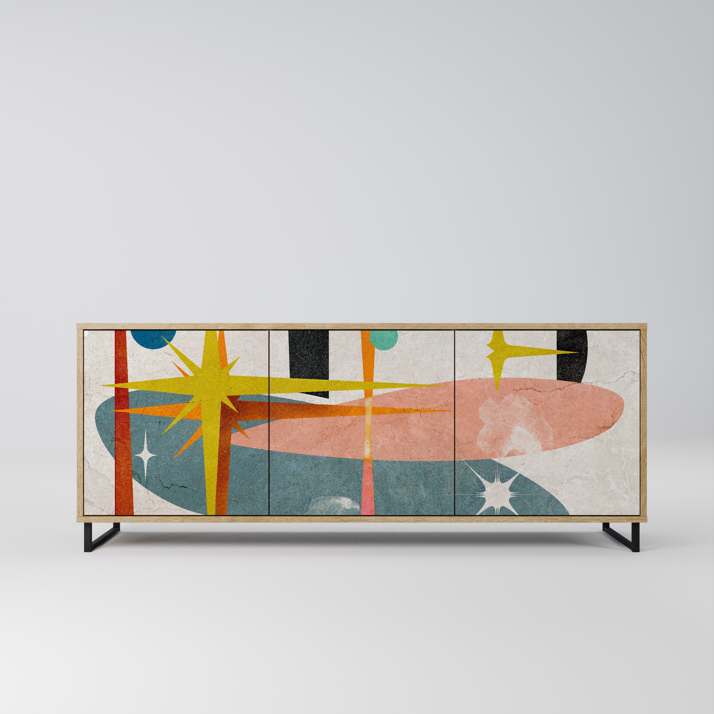 INTERSTELLAR VIBES Aparador de 3 Portas em Efeito Carvalho