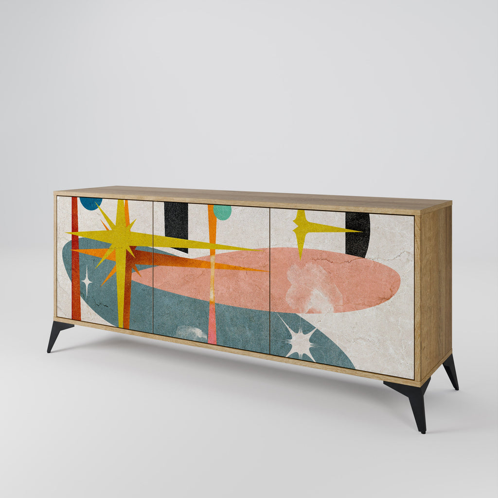 INTERSTELLAR VIBES Aparador de 3 Portas em Efeito Carvalho