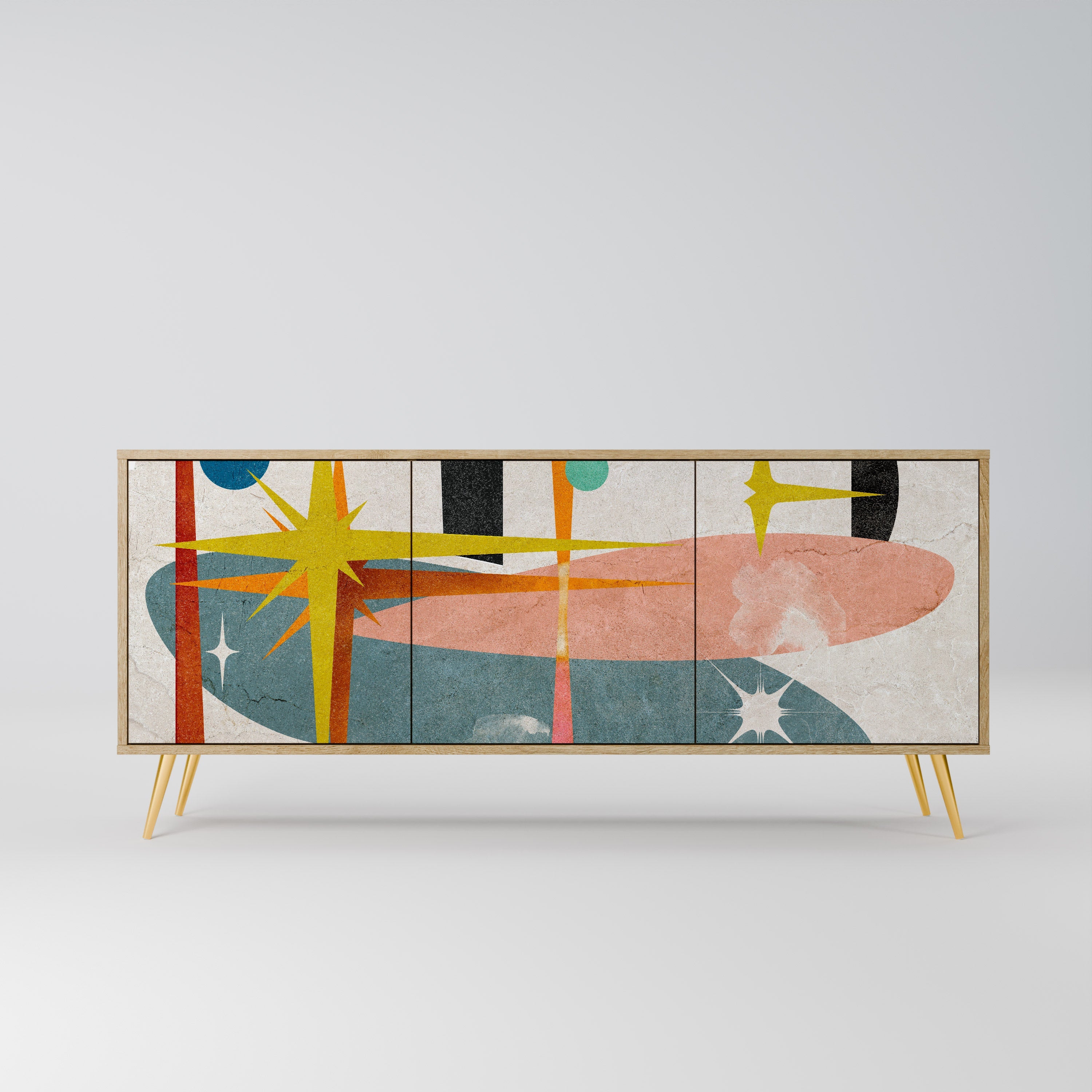 INTERSTELLAR VIBES Aparador de 3 Portas em Efeito Carvalho