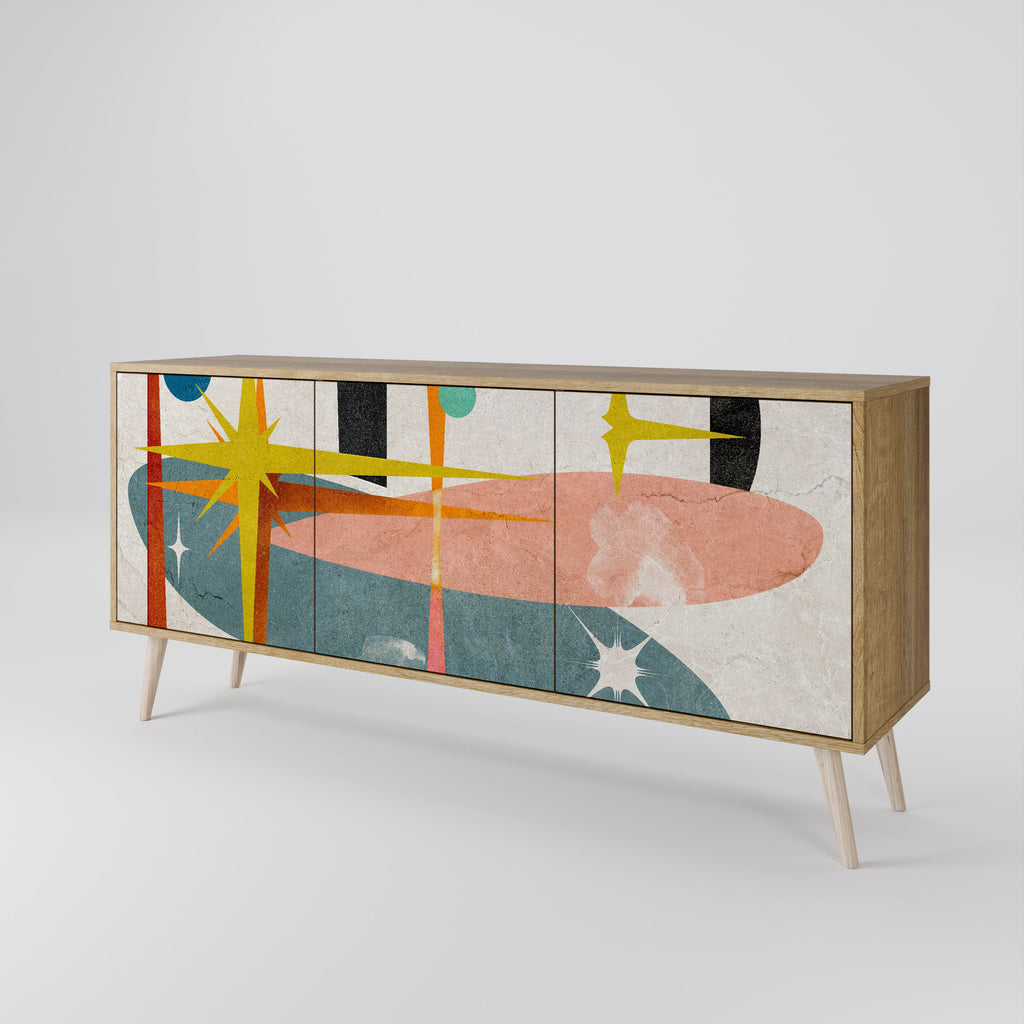 INTERSTELLAR VIBES Aparador de 3 Portas em Efeito Carvalho