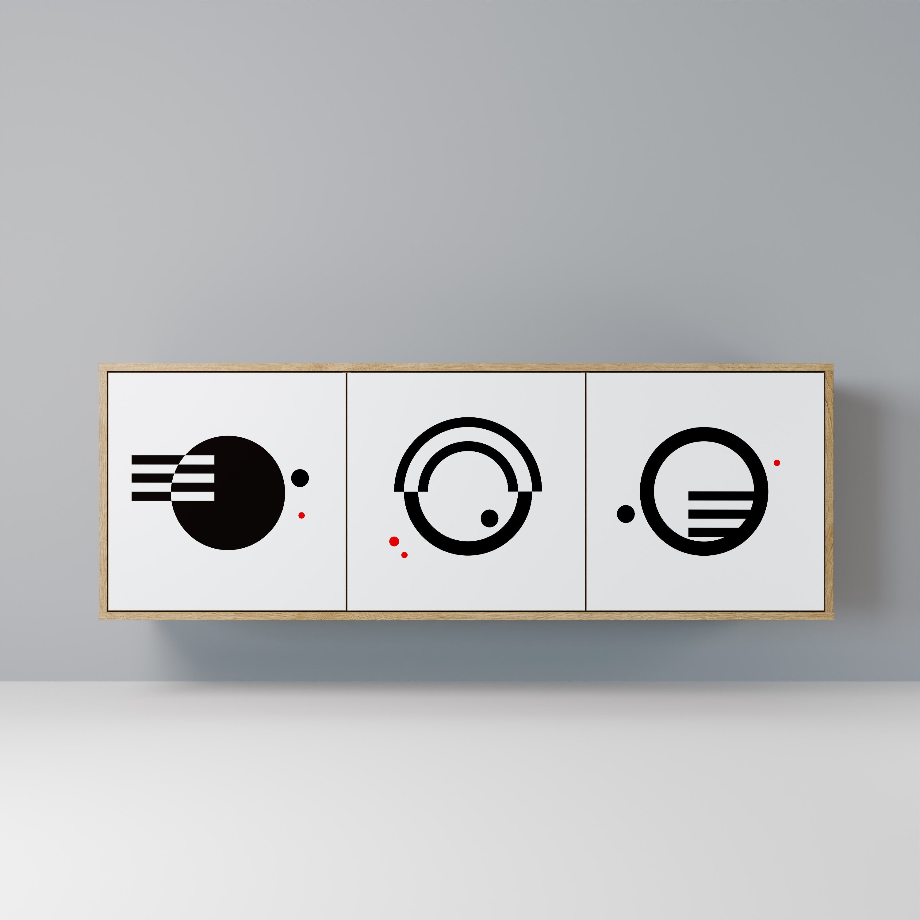 BLACK AND WHITE COMBINATION Aparador de 3 Portas em Efeito Carvalho