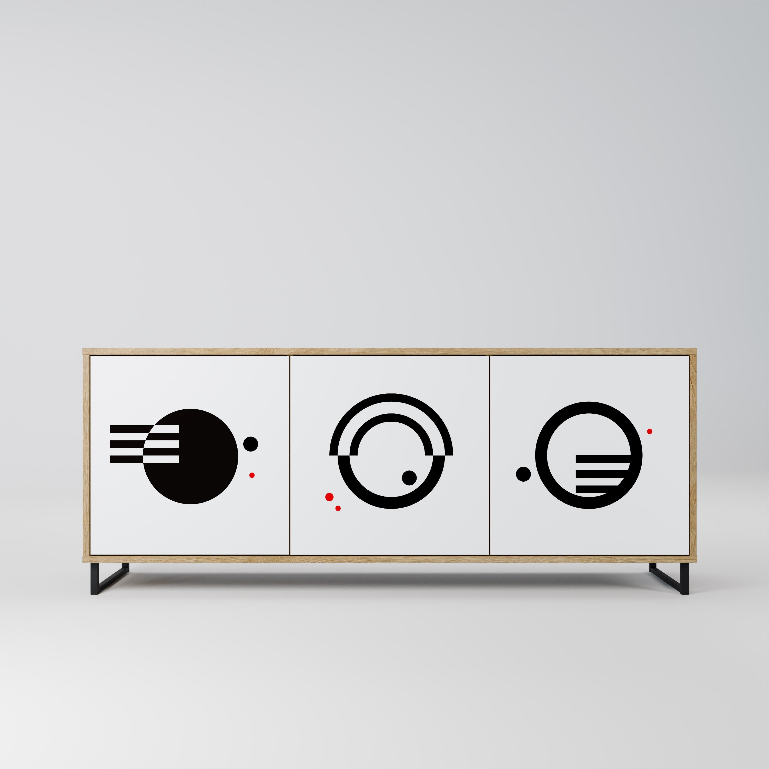 BLACK AND WHITE COMBINATION Aparador de 3 Portas em Efeito Carvalho