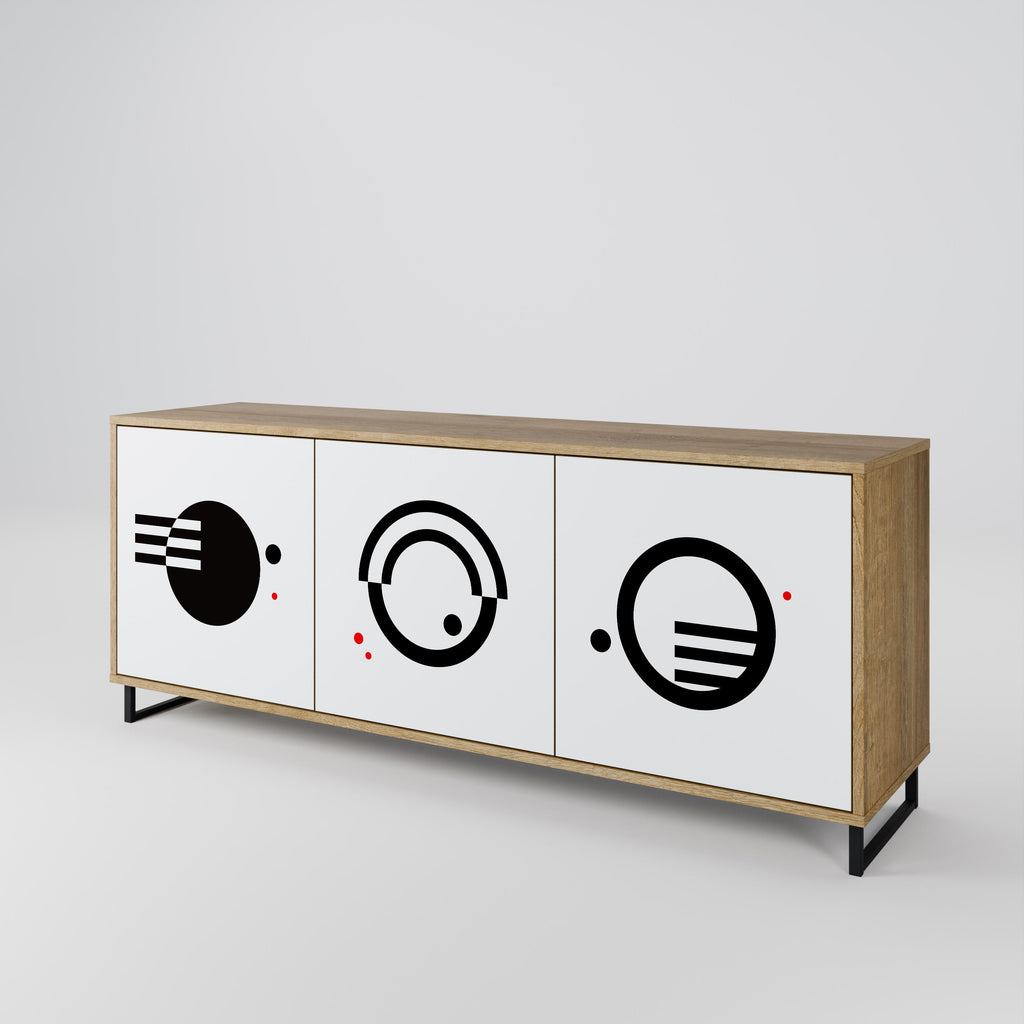 BLACK AND WHITE COMBINATION Aparador de 3 Portas em Efeito Carvalho