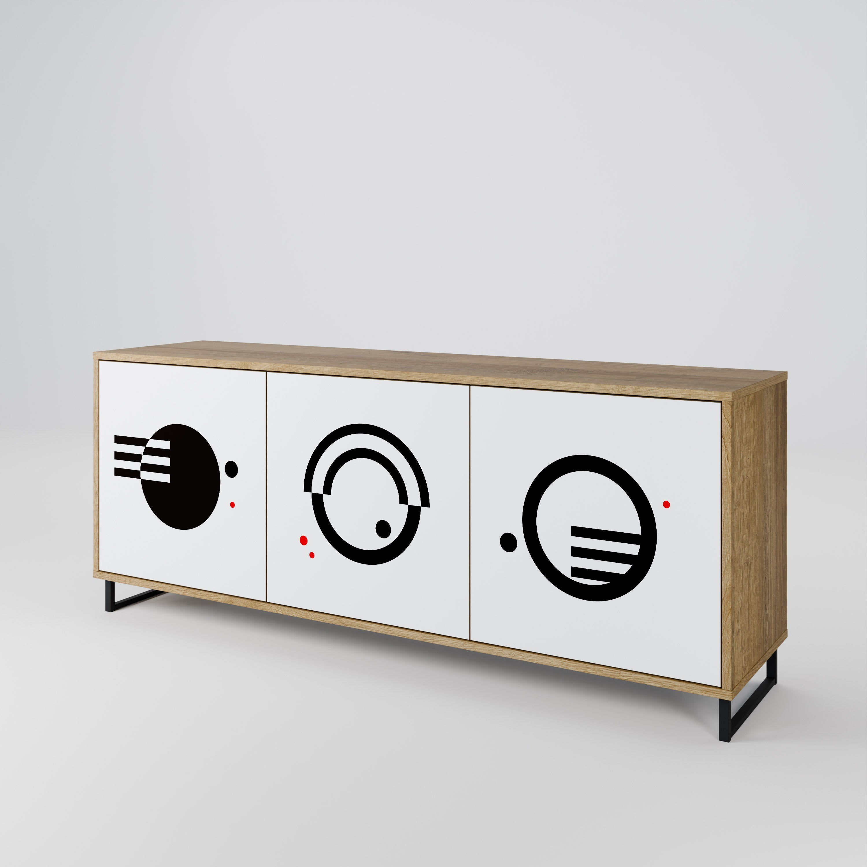 BLACK AND WHITE COMBINATION Aparador de 3 Portas em Efeito Carvalho