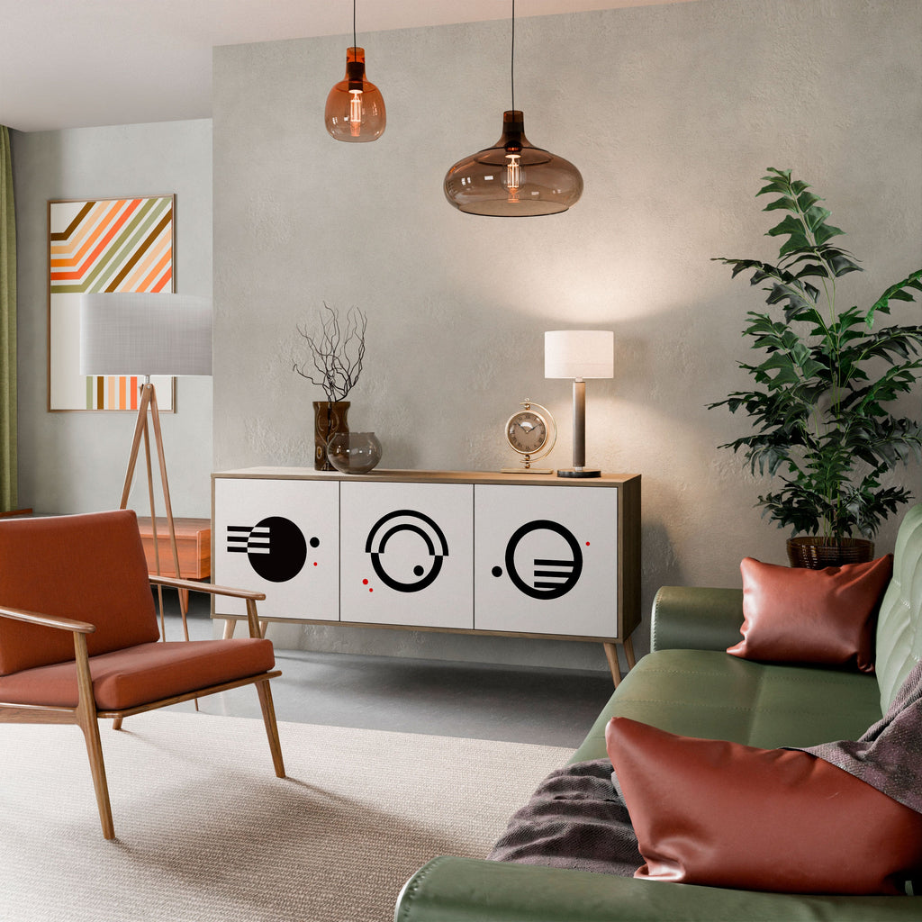 BLACK AND WHITE COMBINATION Aparador de 3 Portas em Efeito Carvalho