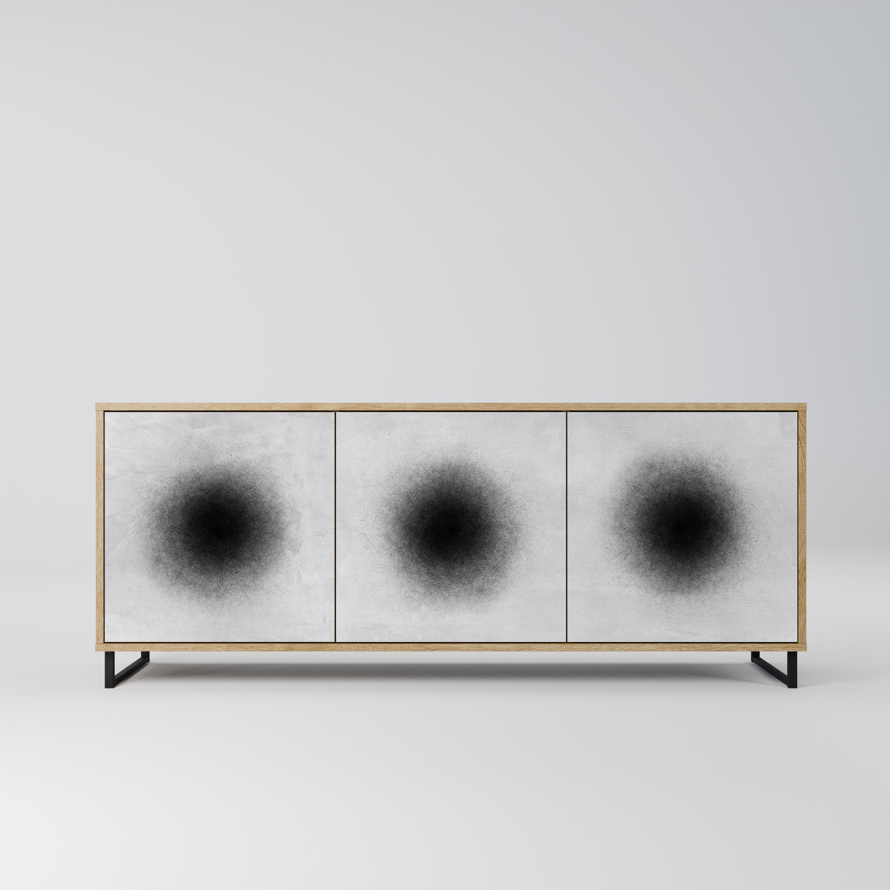 BLACK HOLE 3-Door Sideboard in Oak Effect