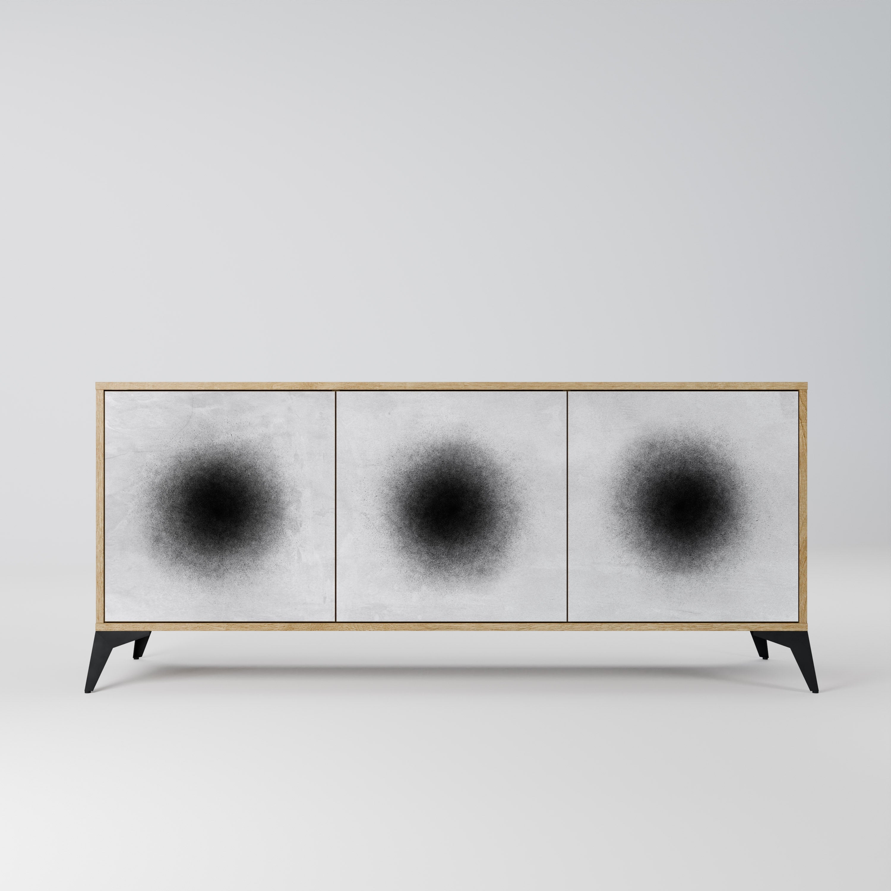 BLACK HOLE 3-Door Sideboard in Oak Effect