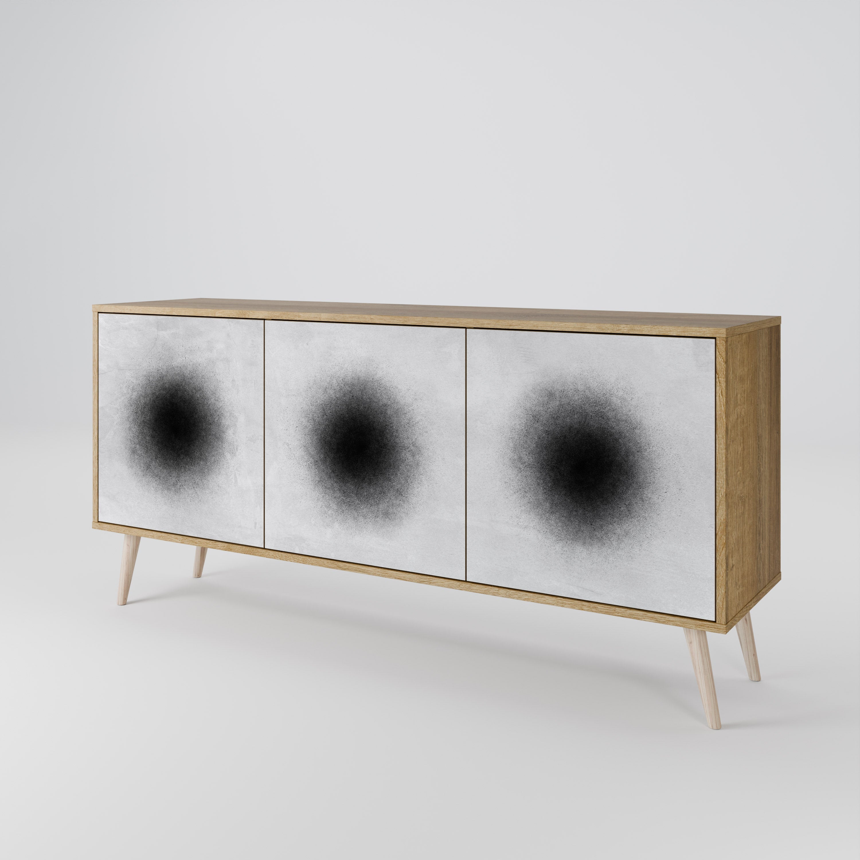 BLACK HOLE 3-Door Sideboard in Oak Effect