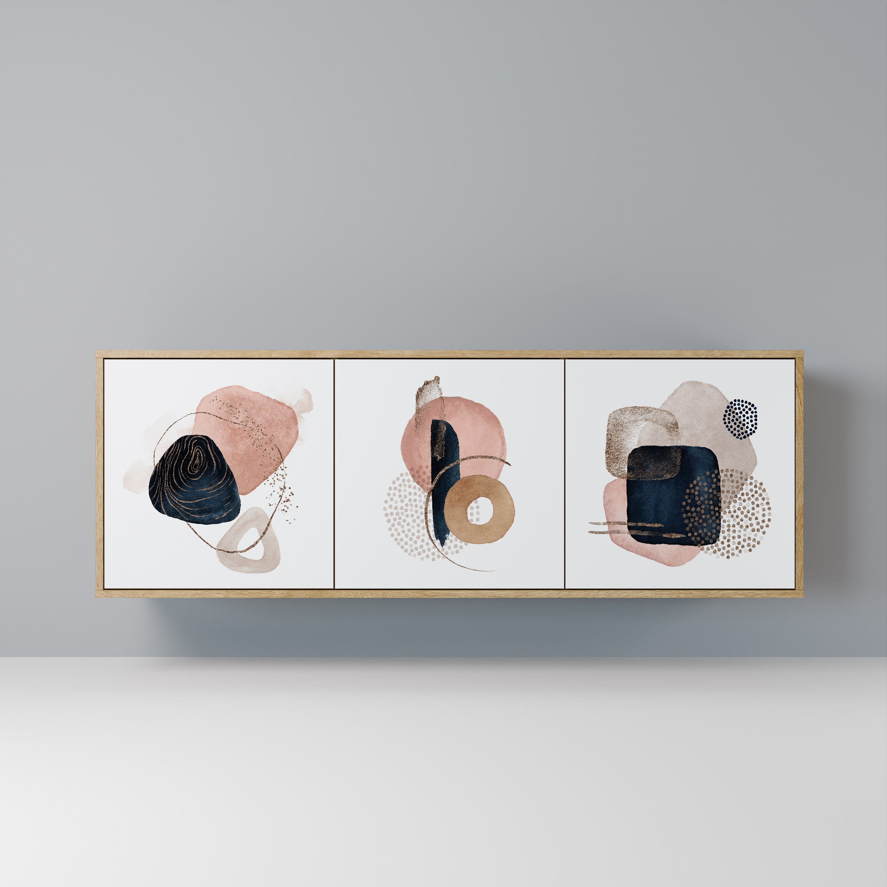 COLORFUL SHAPES 3-Door Sideboard in Oak Effect