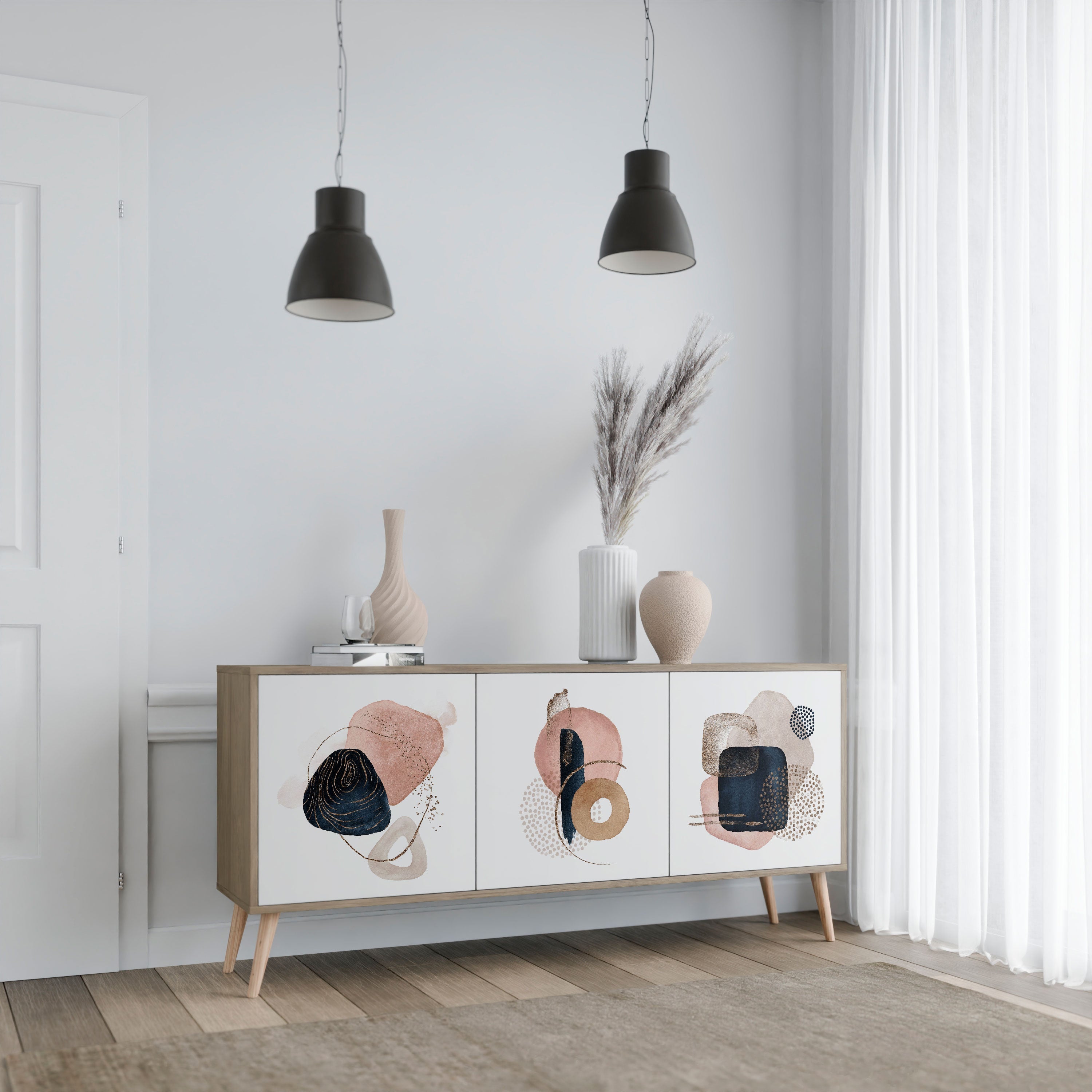 COLORFUL SHAPES 3-Door Sideboard in Oak Effect