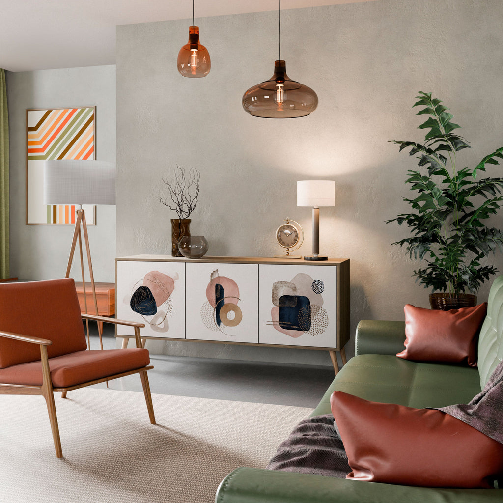 COLORFUL SHAPES Aparador de 3 Portas em Efeito Carvalho