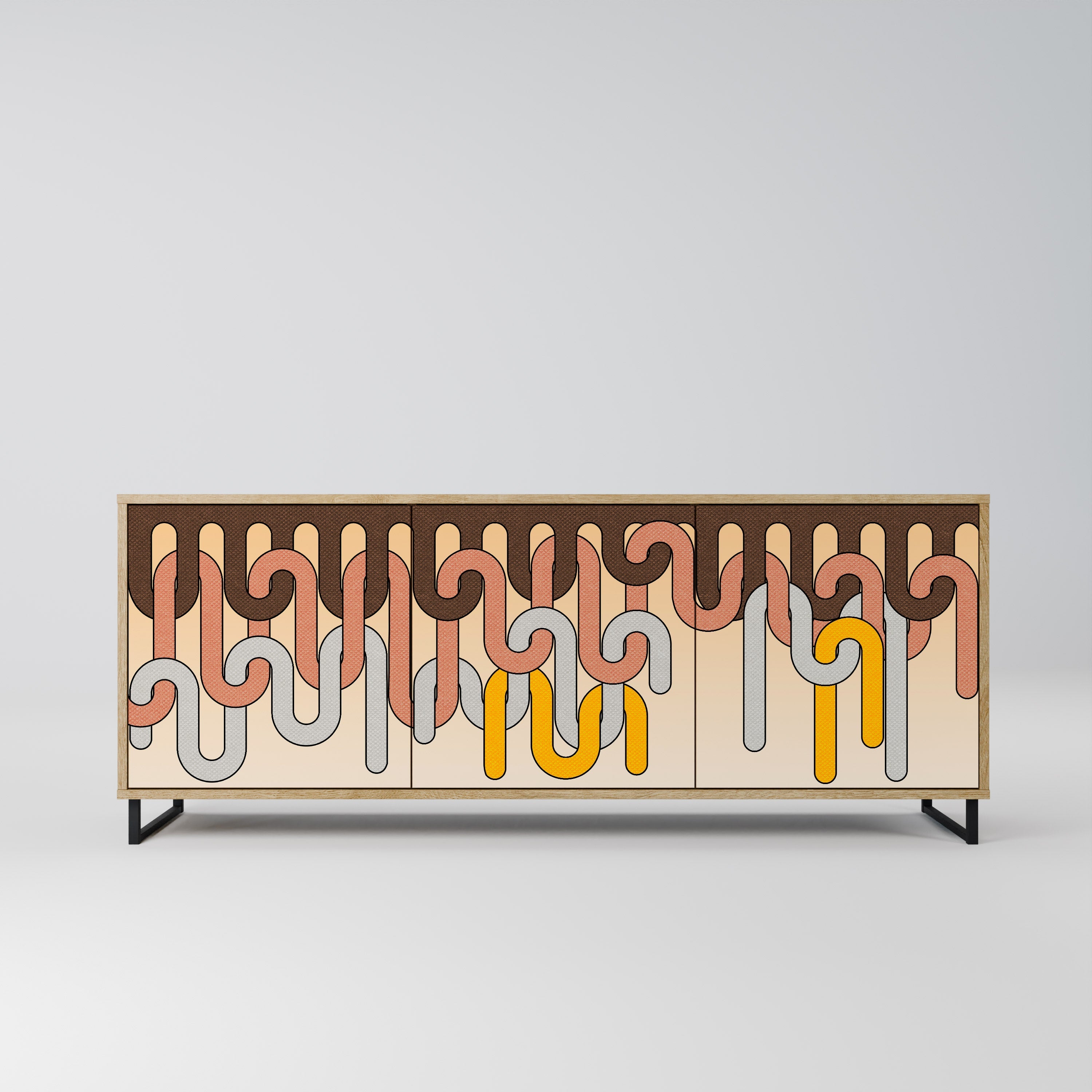 COLORFUL STRINGS 3-Door Sideboard in Oak Effect
