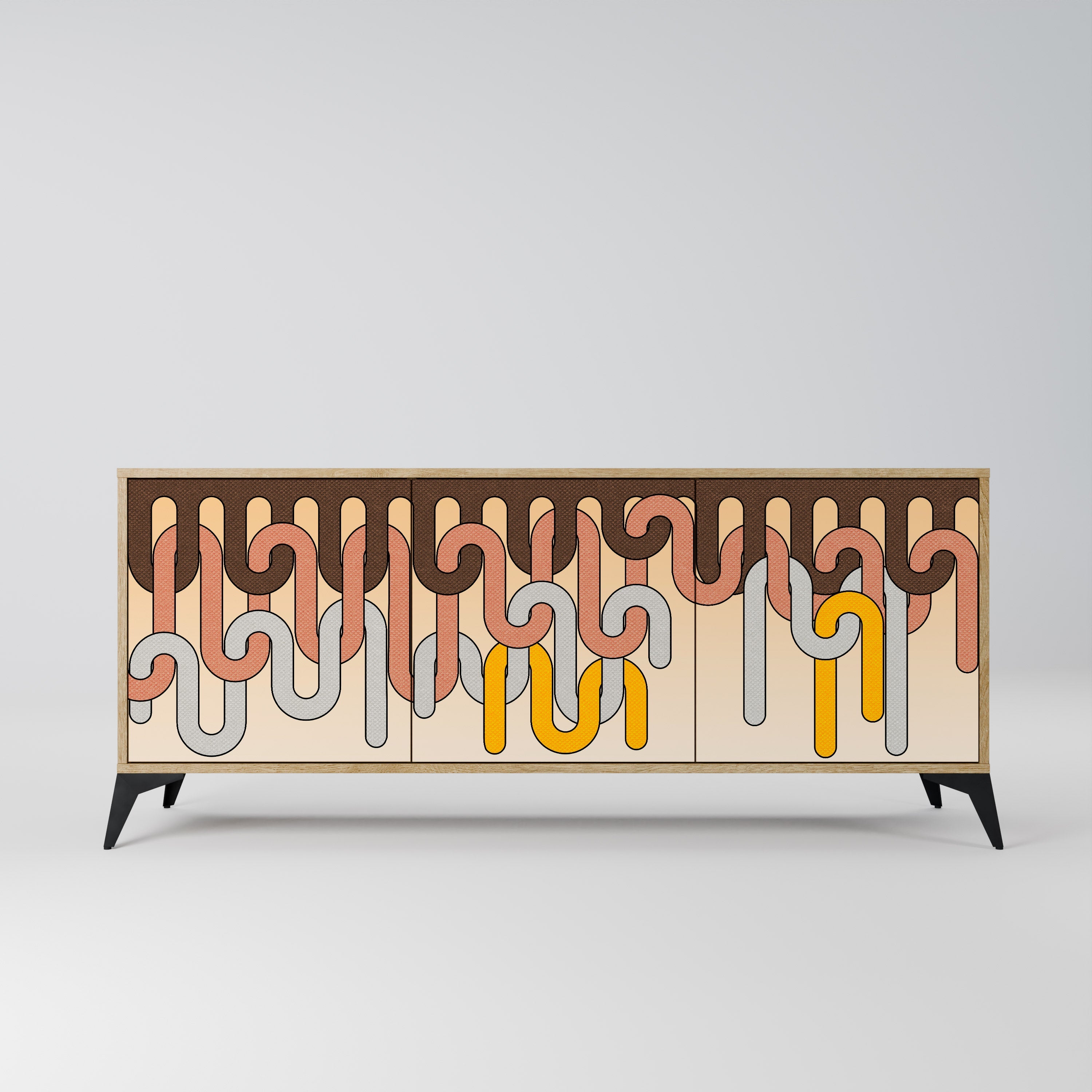 COLORFUL STRINGS 3-Door Sideboard in Oak Effect