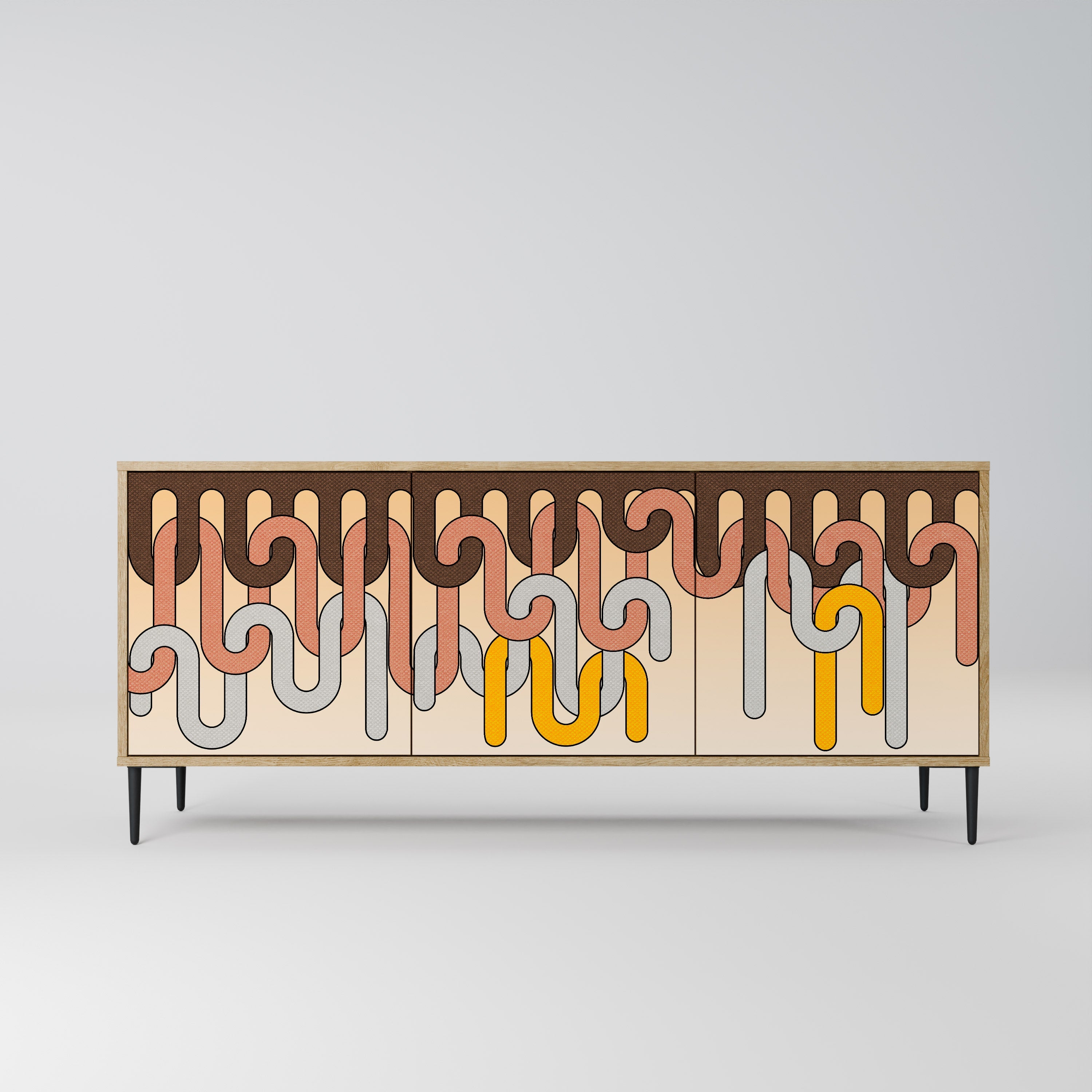 COLORFUL STRINGS 3-Door Sideboard in Oak Effect