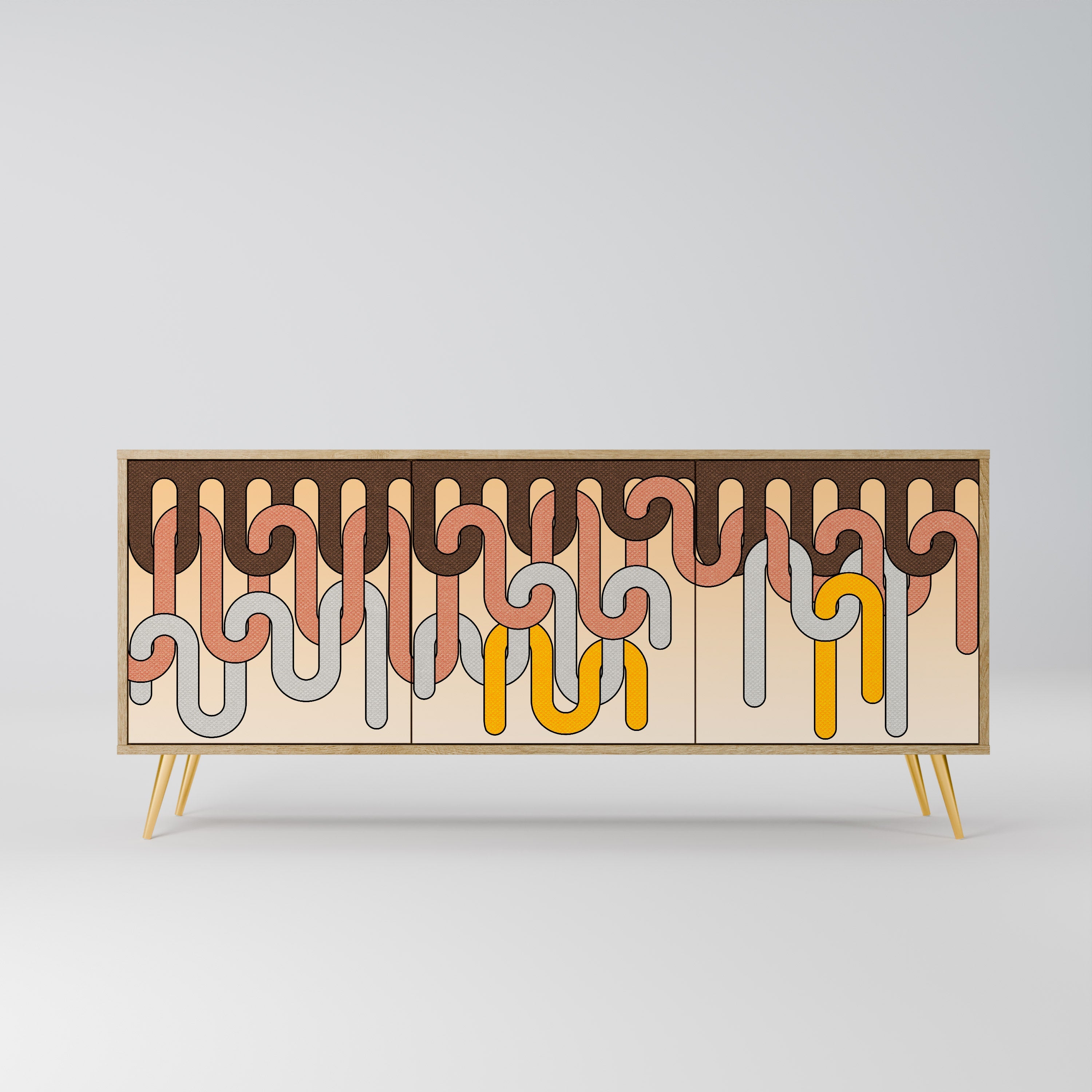 COLORFUL STRINGS 3-Door Sideboard in Oak Effect