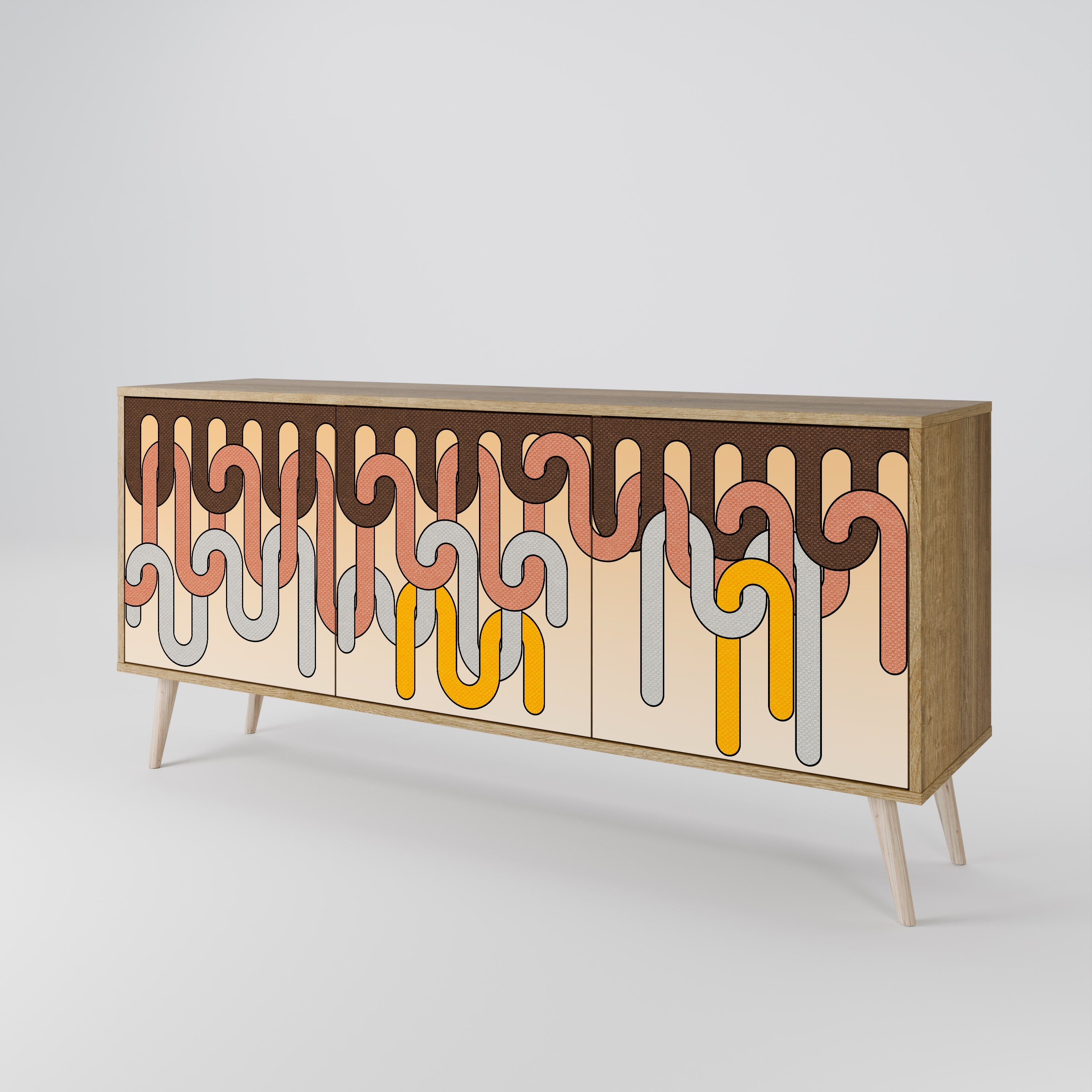 COLORFUL STRINGS 3-Door Sideboard in Oak Effect