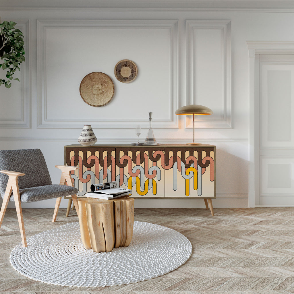 COLORFUL STRINGS Aparador de 3 Portas em Efeito Carvalho