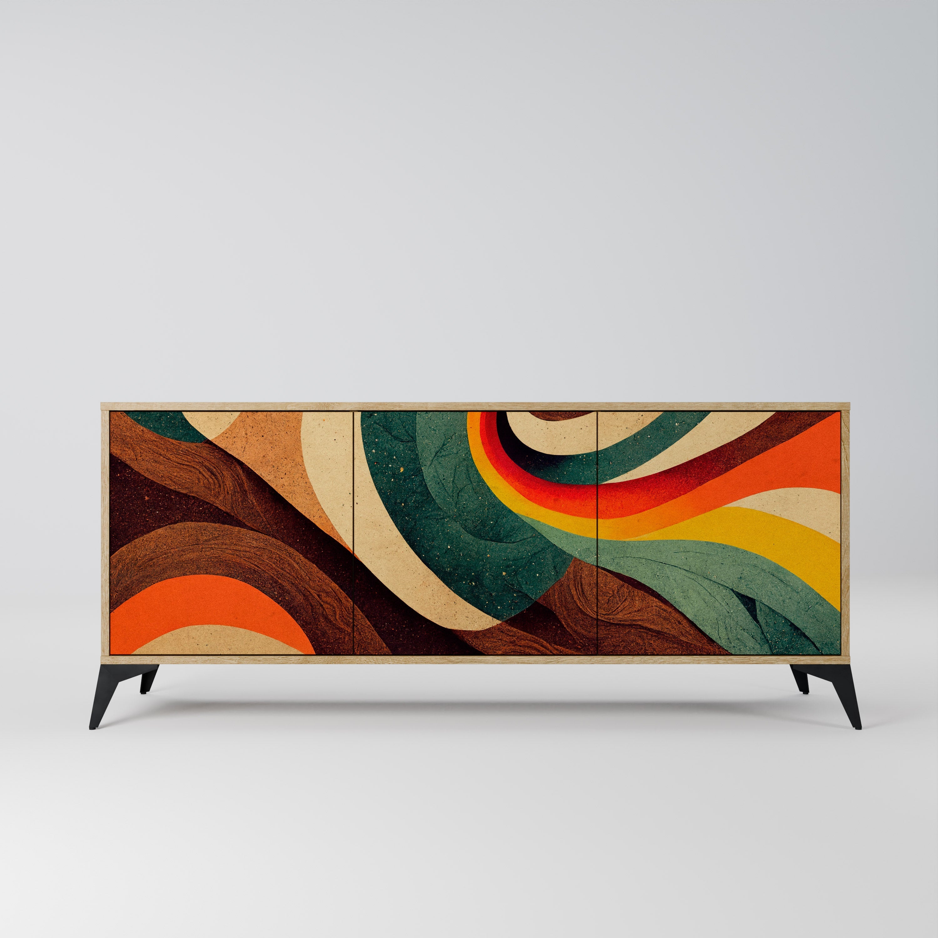 COLORFUL STRANDS 3-Door Sideboard in Oak Effect