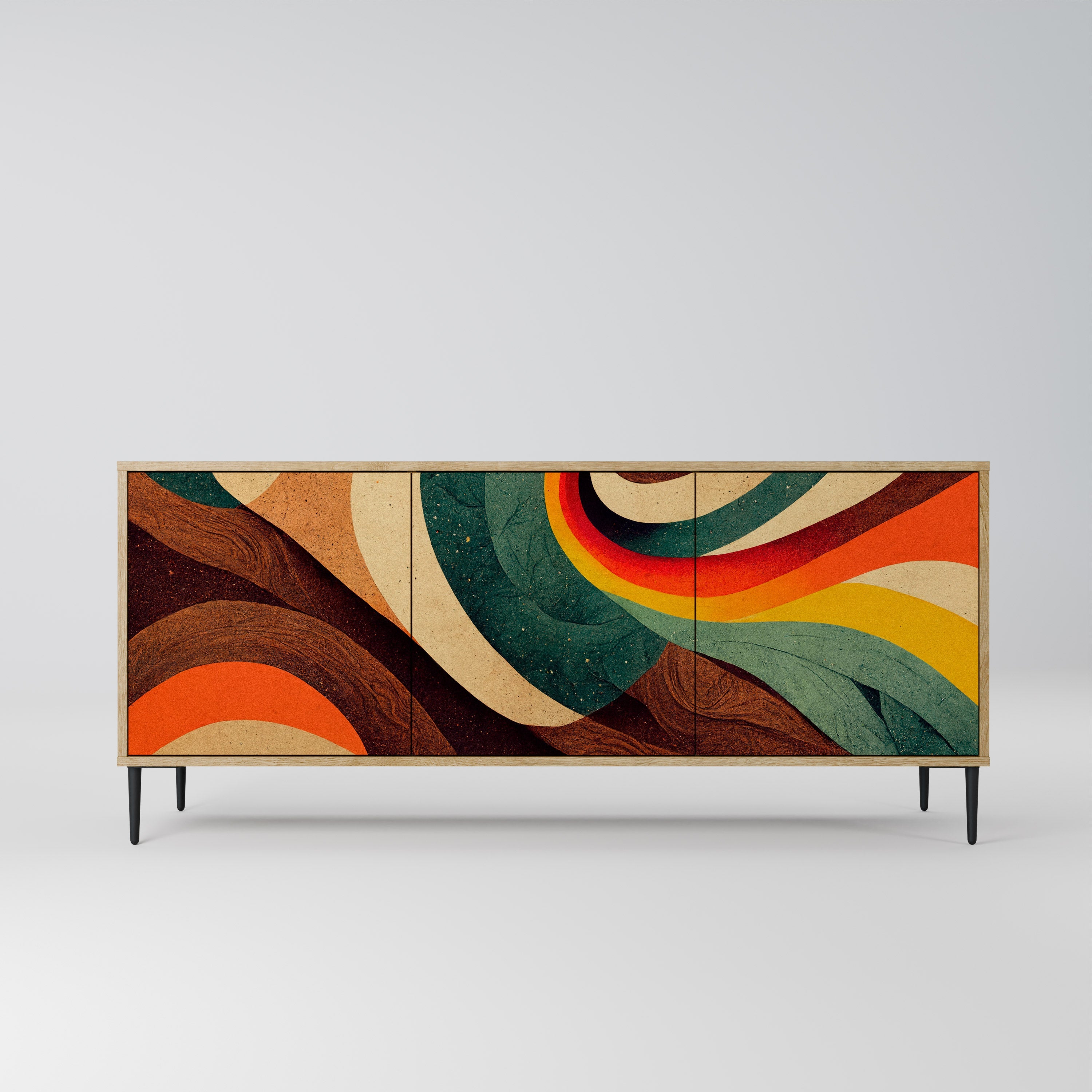 COLORFUL STRANDS 3-Door Sideboard in Oak Effect