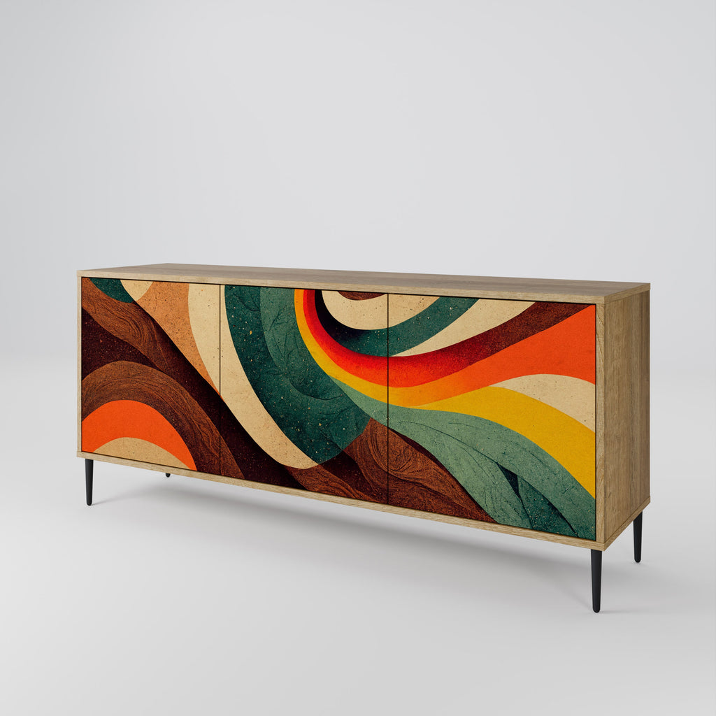 COLORFUL STRANDS Aparador de 3 Portas em Efeito Carvalho