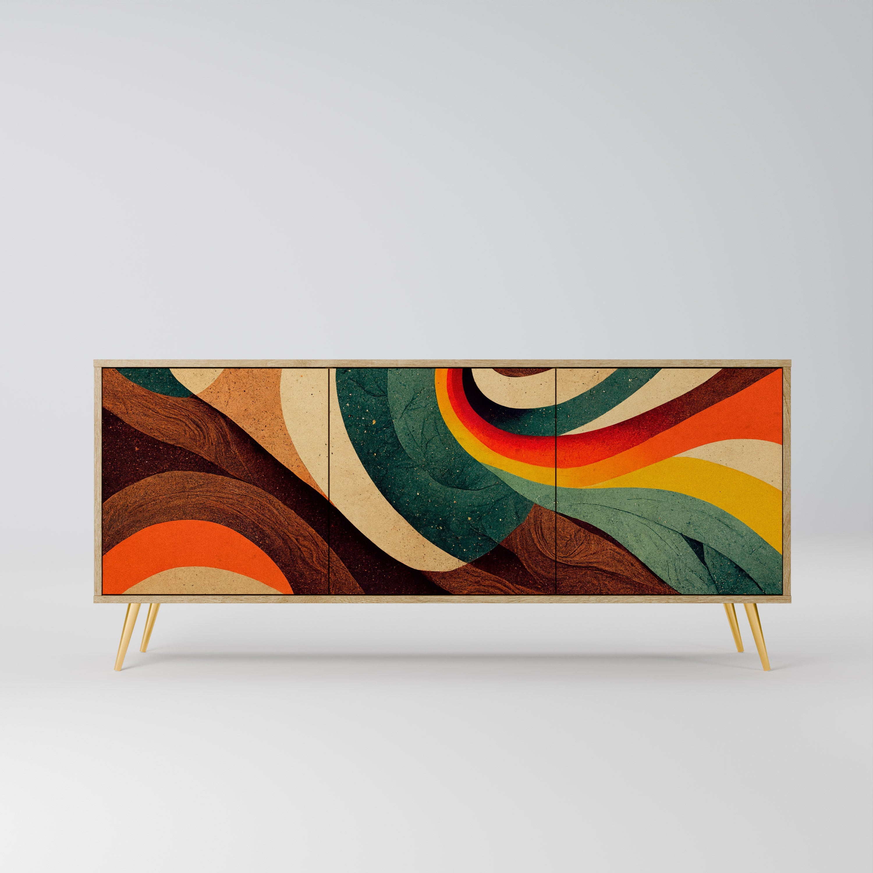 COLORFUL STRANDS 3-Door Sideboard in Oak Effect