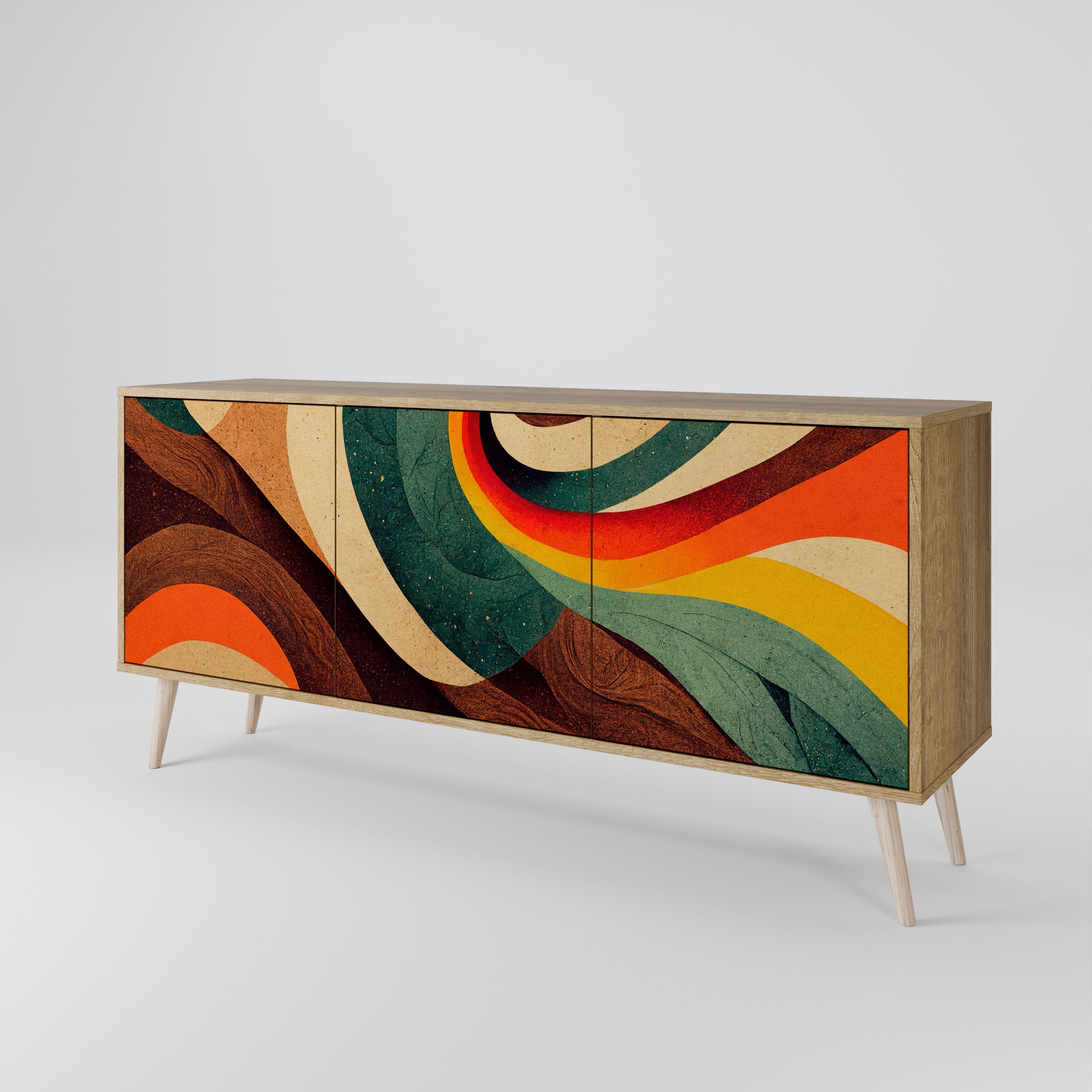 COLORFUL STRANDS 3-Door Sideboard in Oak Effect