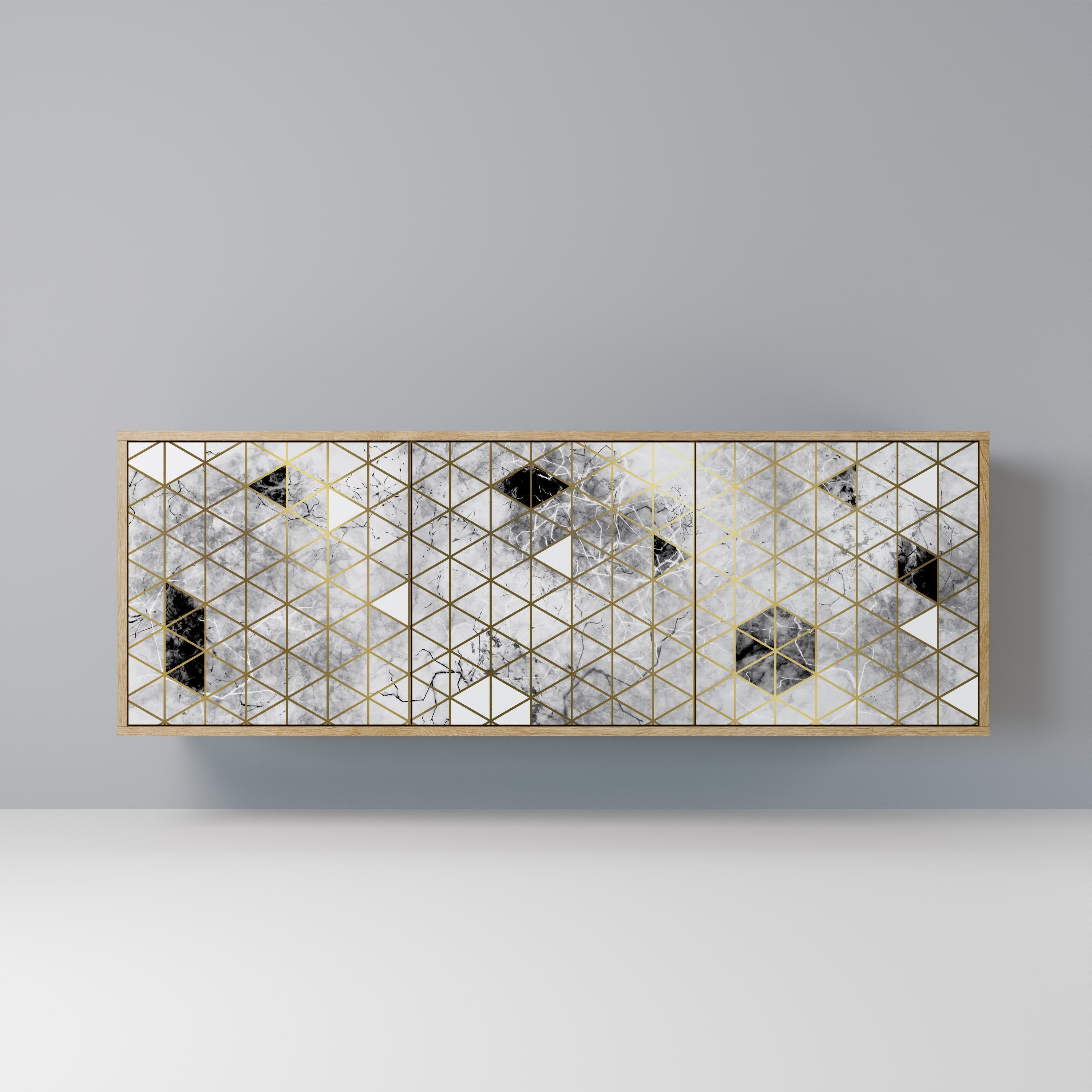 ASHEN ARIA 3-Door Sideboard in Oak Effect