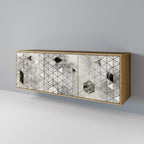 ASHEN ARIA Aparador de 3 Portas em Efeito Carvalho