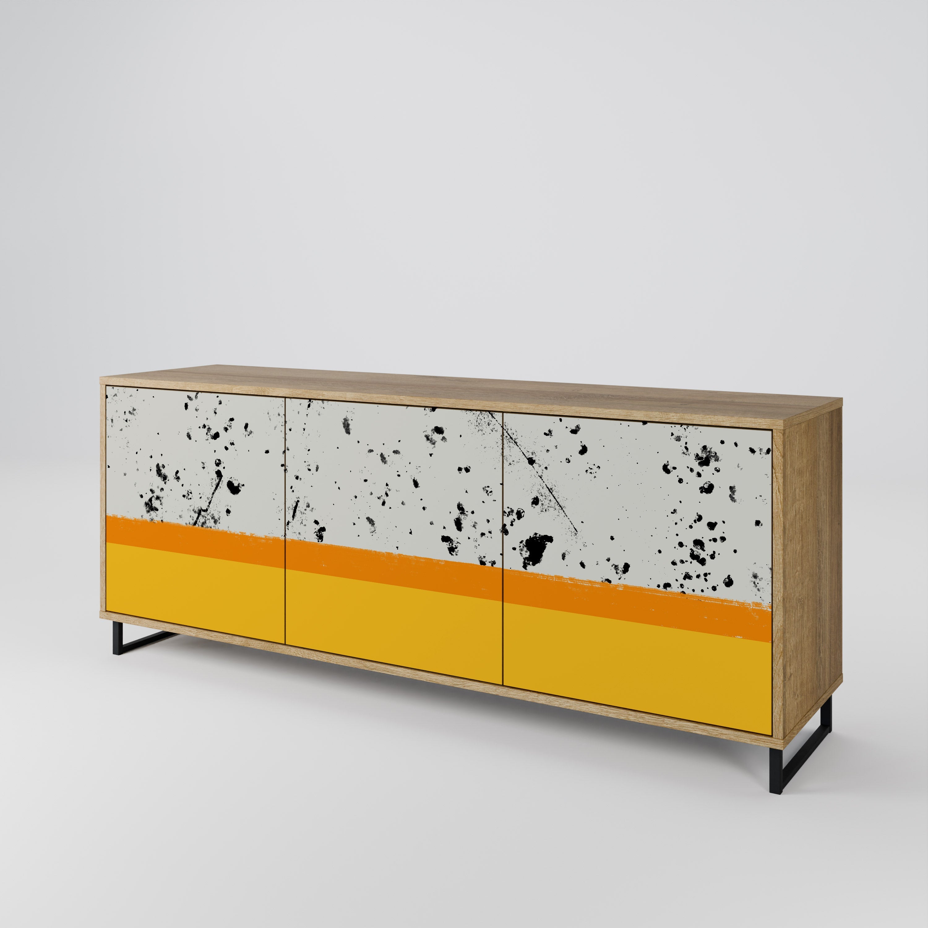 DYED BY ORANGE 3-Door Sideboard in Oak Effect