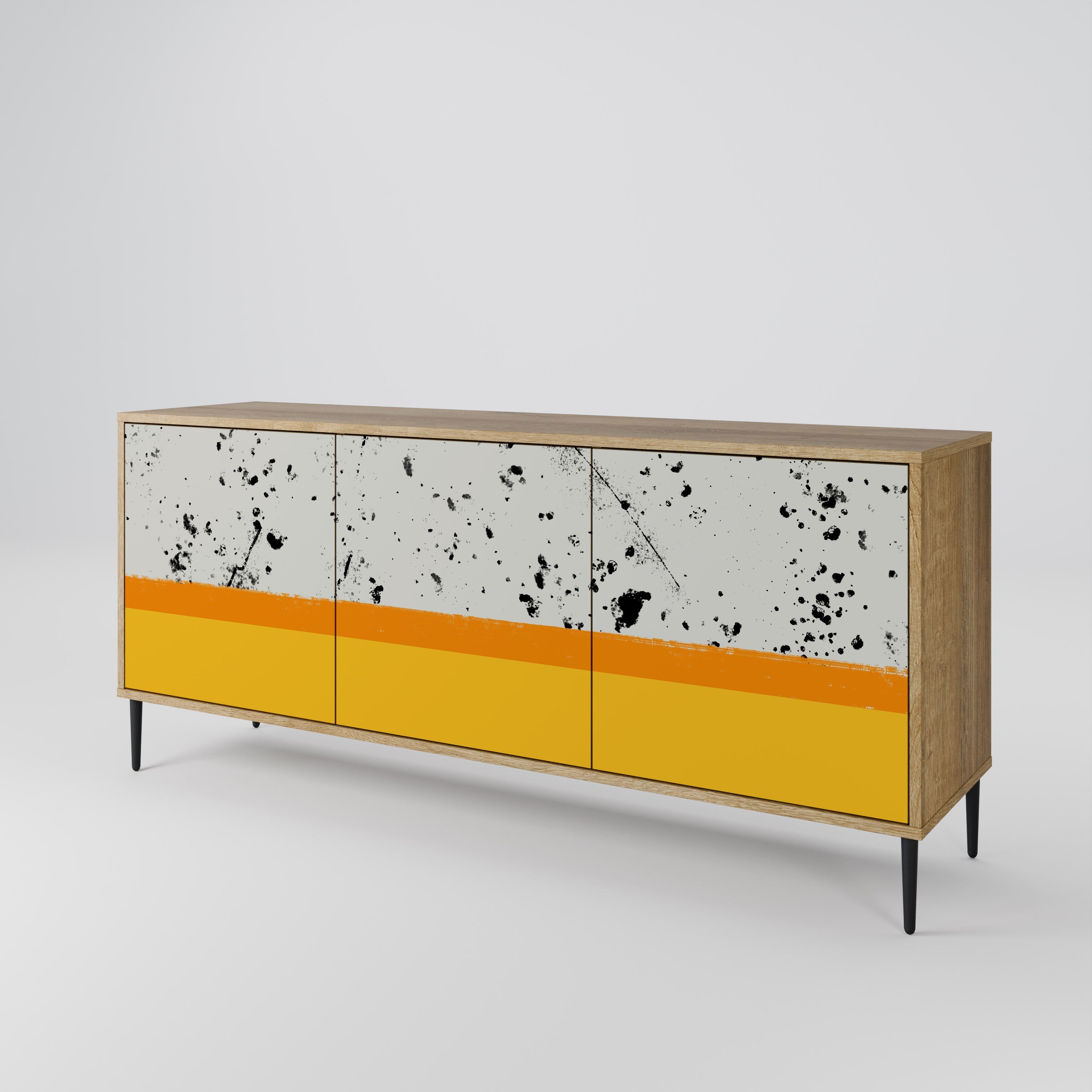 DYED BY ORANGE 3-Door Sideboard in Oak Effect