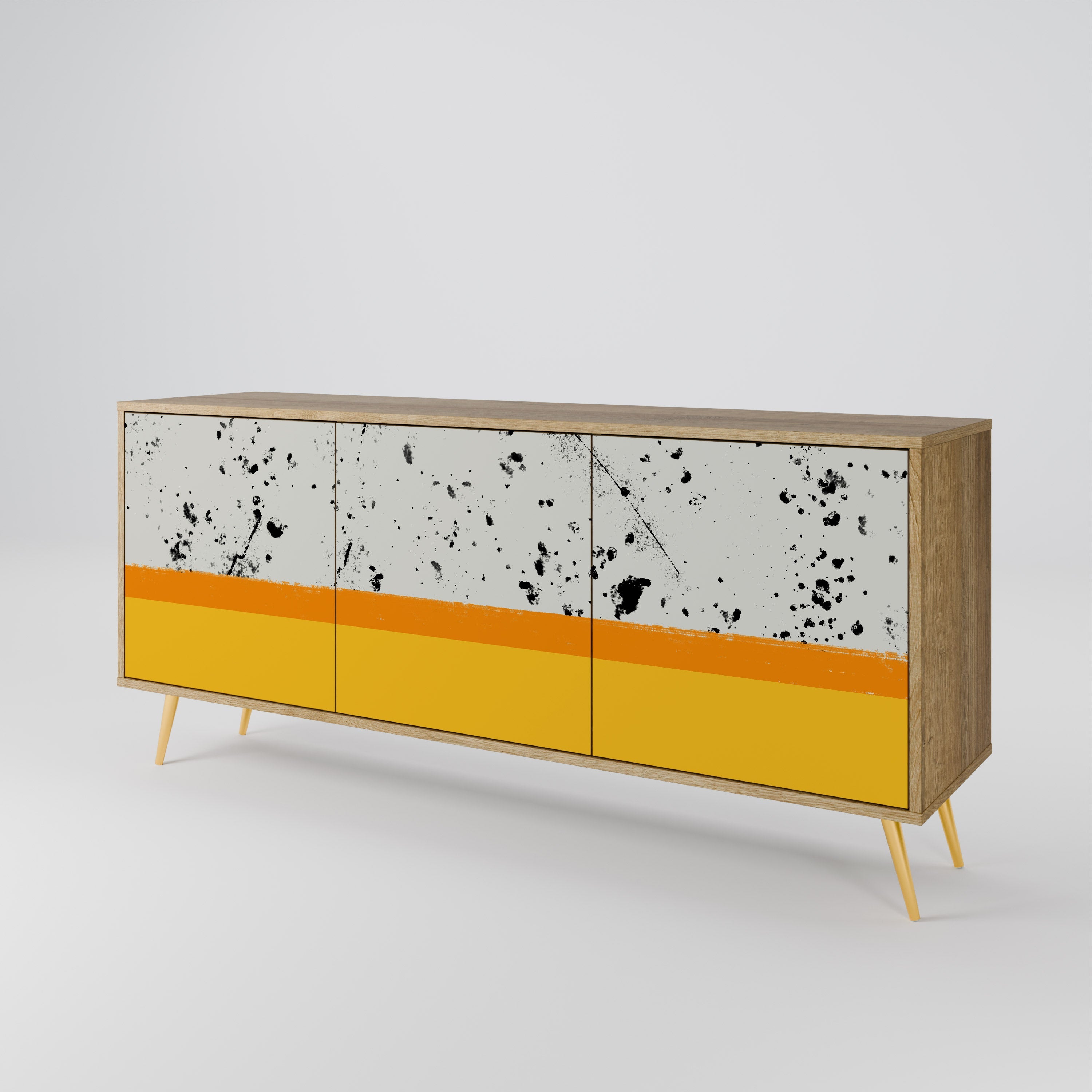 DYED BY ORANGE 3-Door Sideboard in Oak Effect