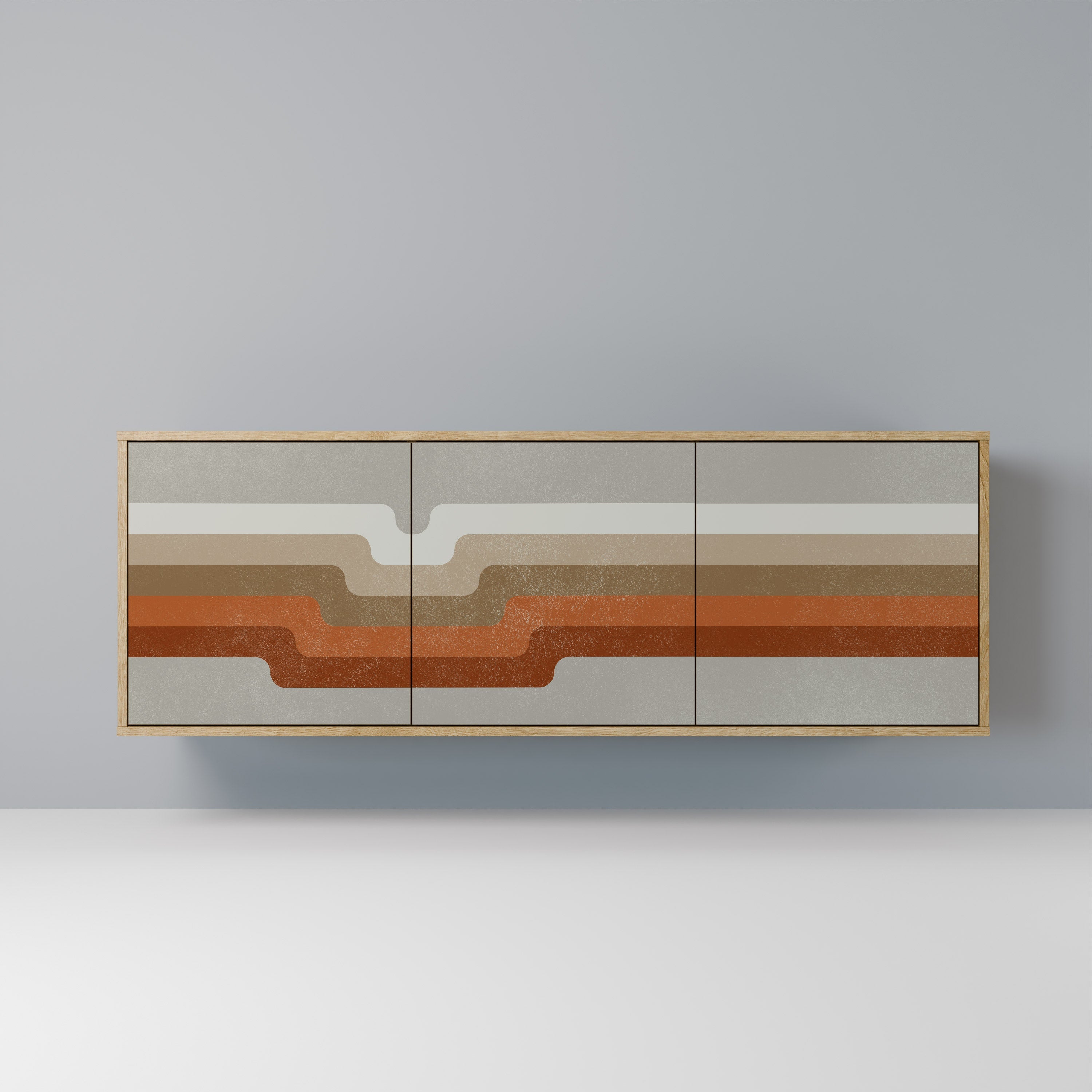 PECULIAR TRAIL 3-Door Sideboard in Oak Effect