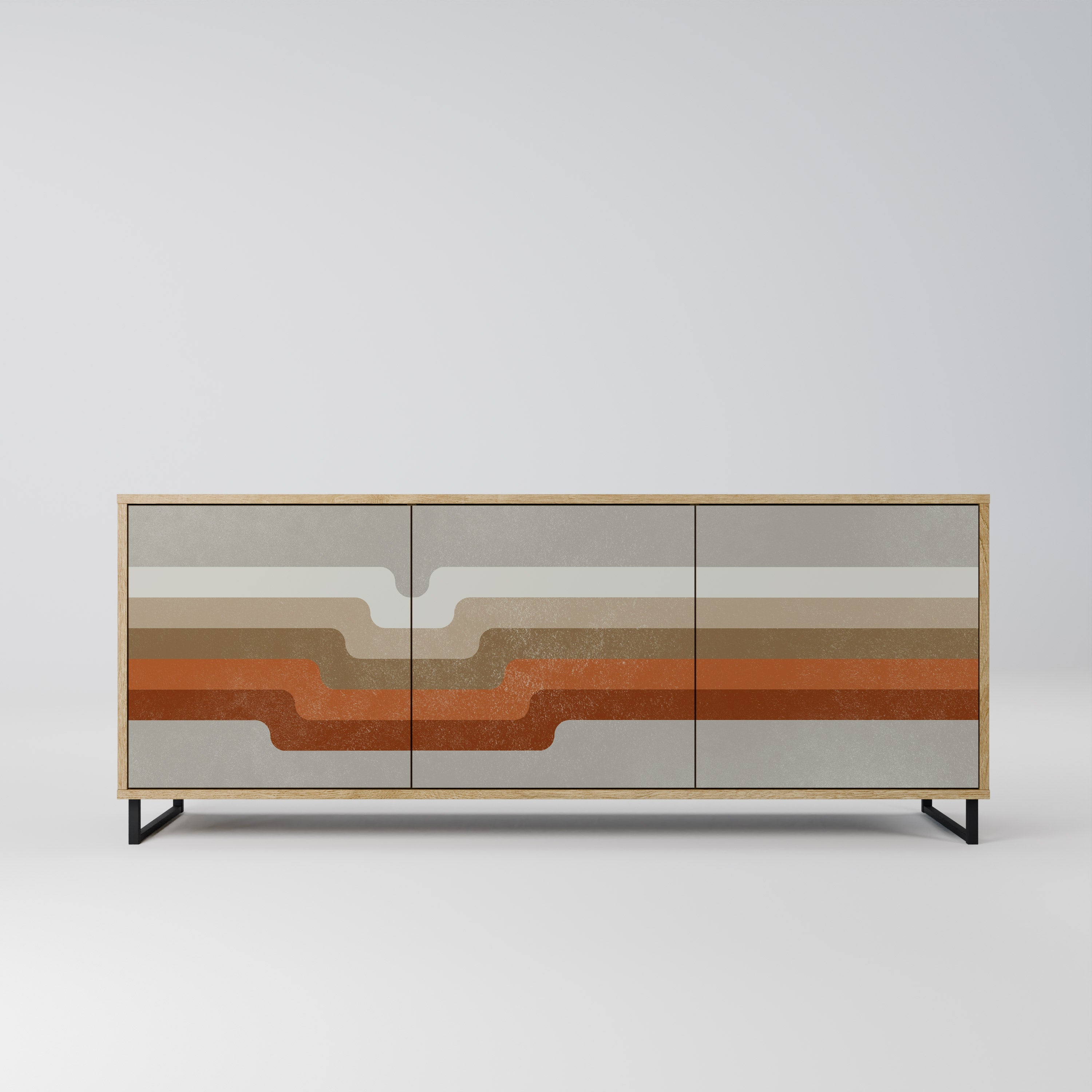 PECULIAR TRAIL 3-Door Sideboard in Oak Effect