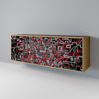 BROKEN LINES 3-Door Sideboard in Oak Effect