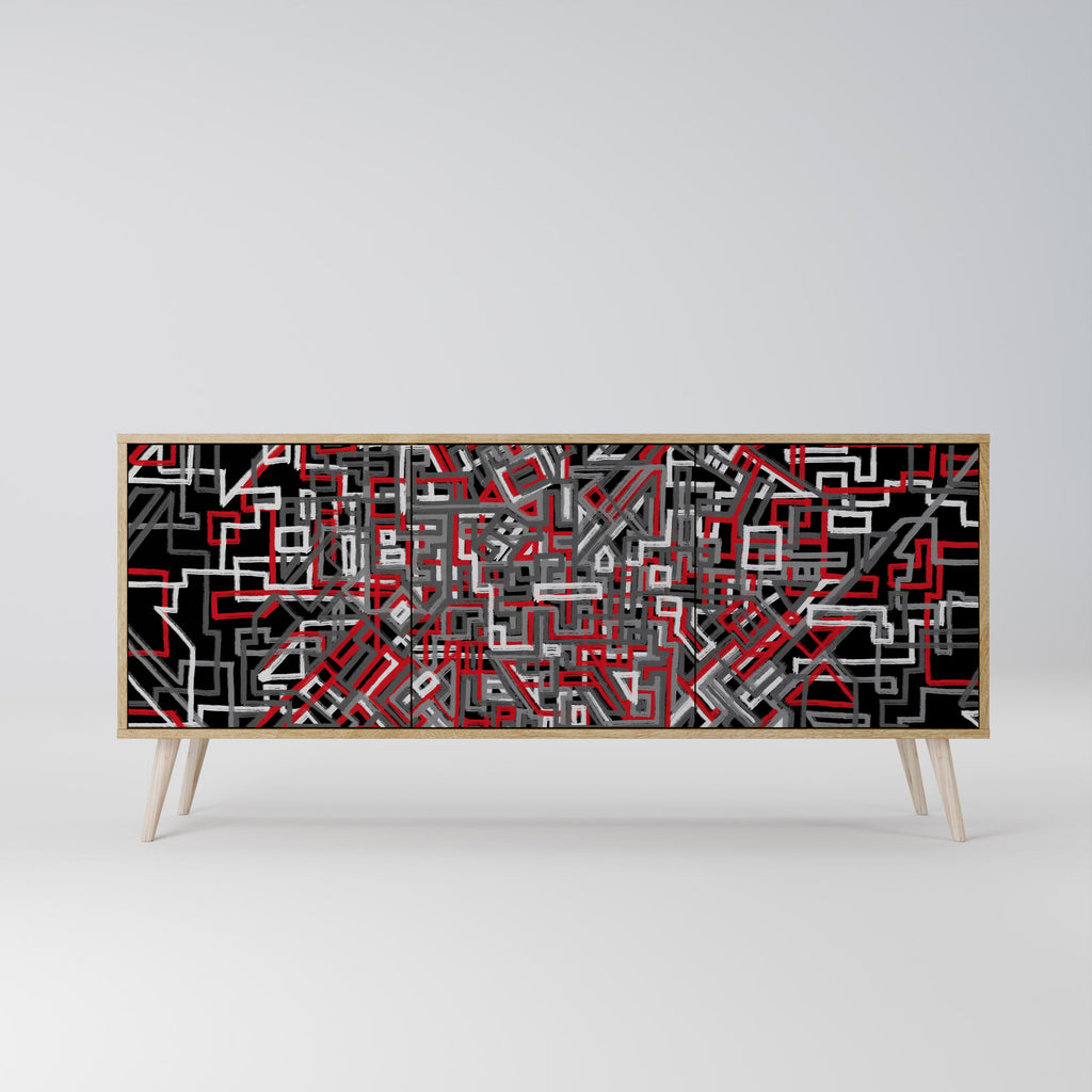 BROKEN LINES 3-Door Sideboard in Oak Effect