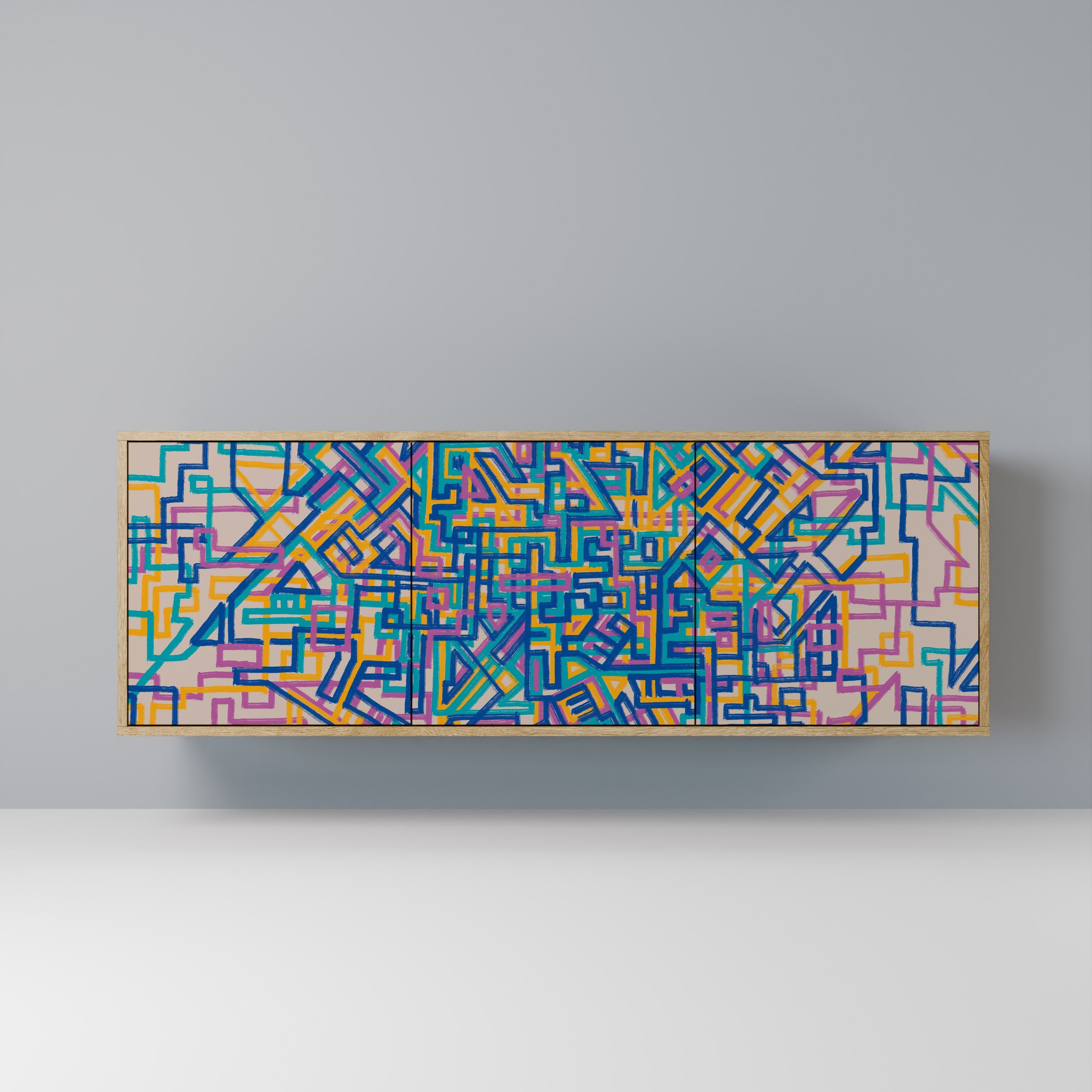 MEMORIES MAP 3-Door Sideboard in Oak Effect