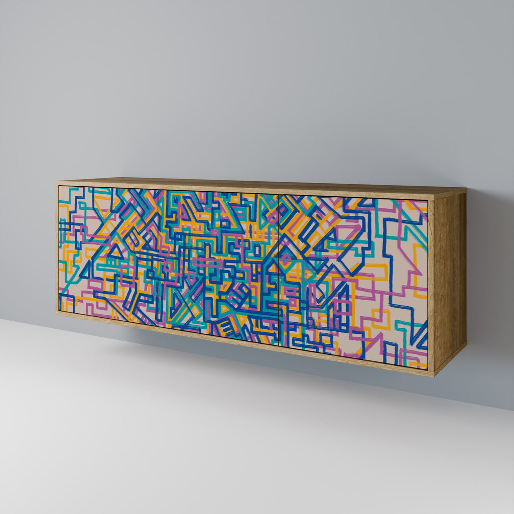 MEMORIES MAP Aparador de 3 Portas em Efeito Carvalho