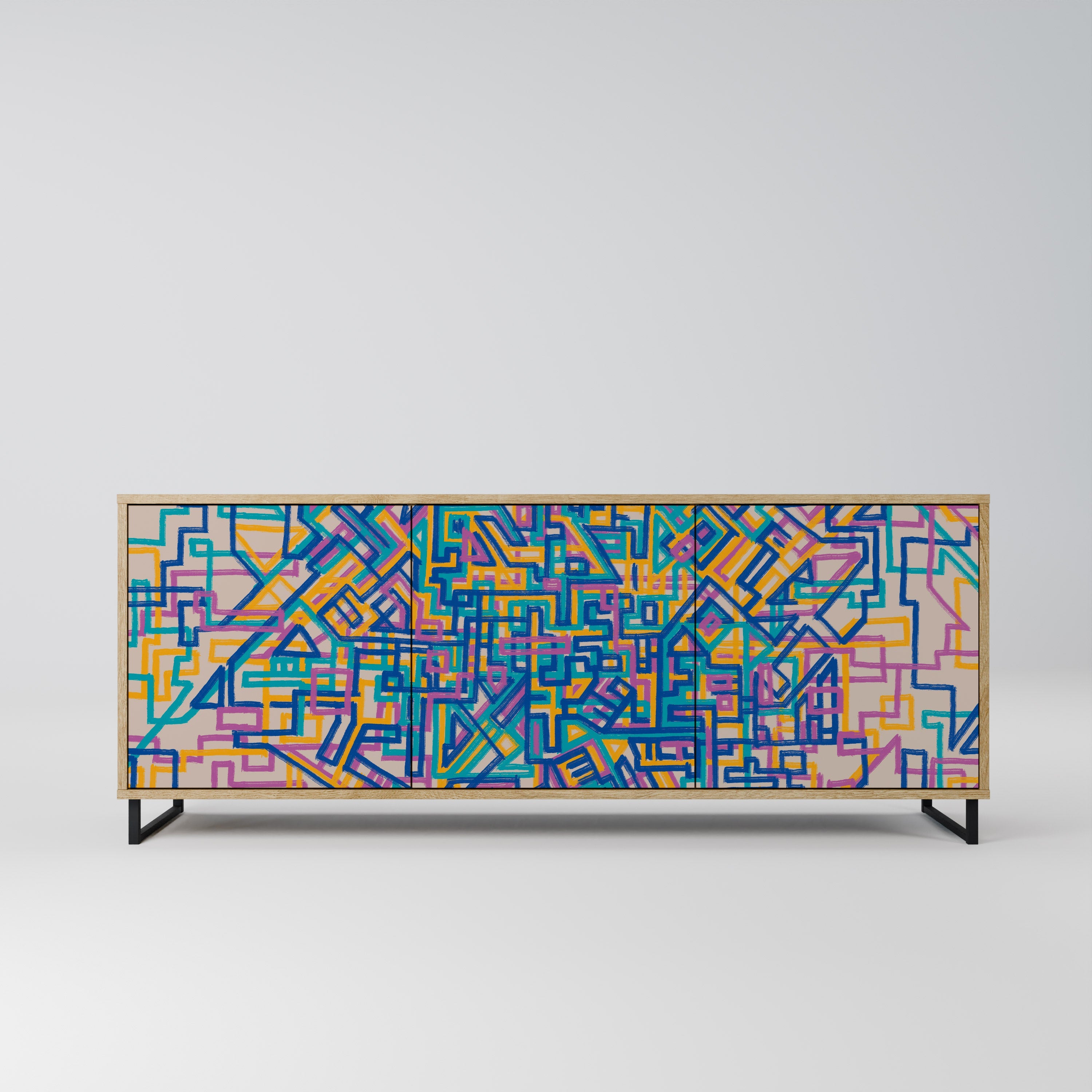 MEMORIES MAP 3-Door Sideboard in Oak Effect