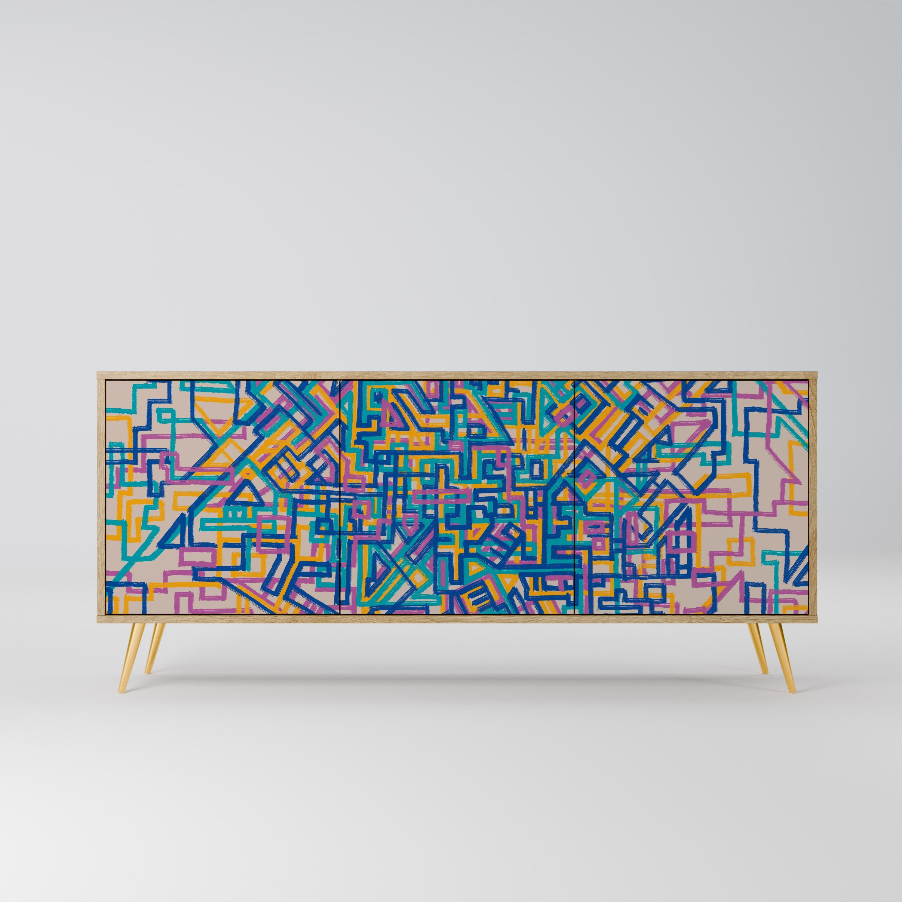 MEMORIES MAP 3-Door Sideboard in Oak Effect