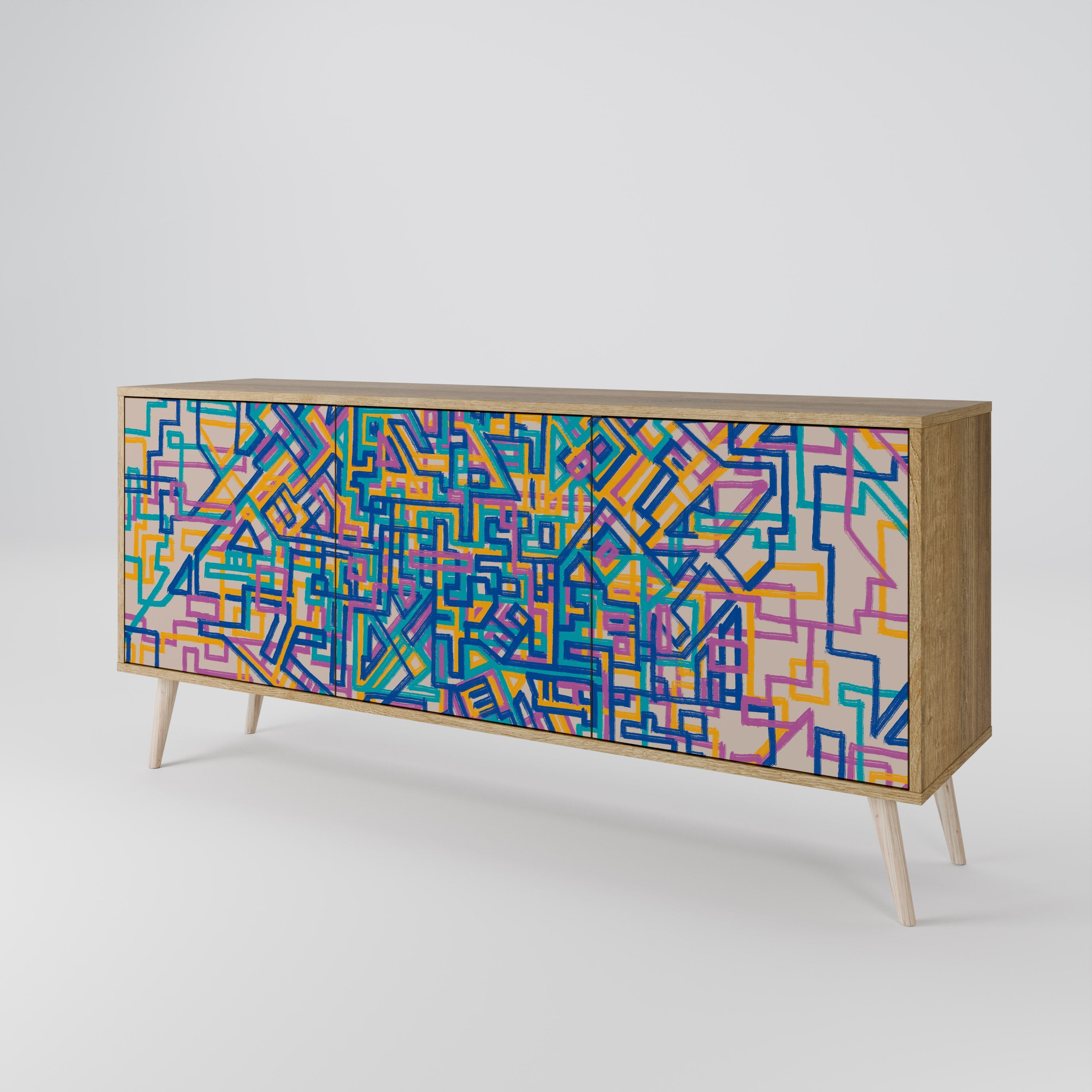MEMORIES MAP 3-Door Sideboard in Oak Effect