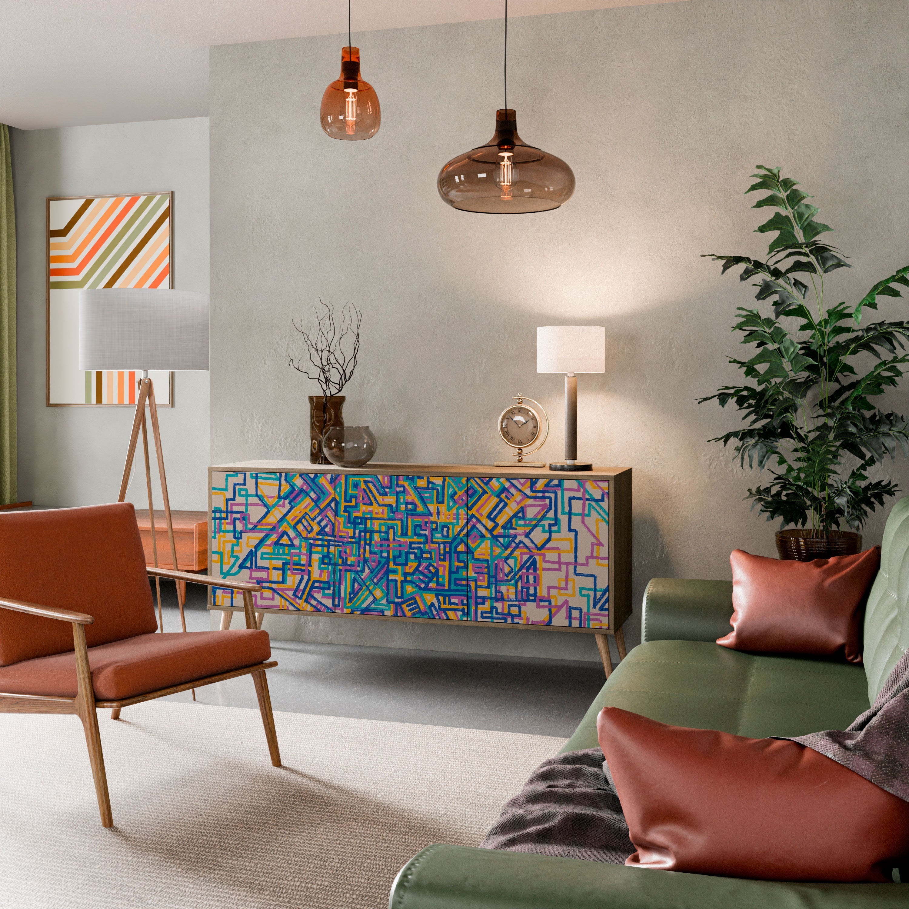 MEMORIES MAP Aparador de 3 Portas em Efeito Carvalho