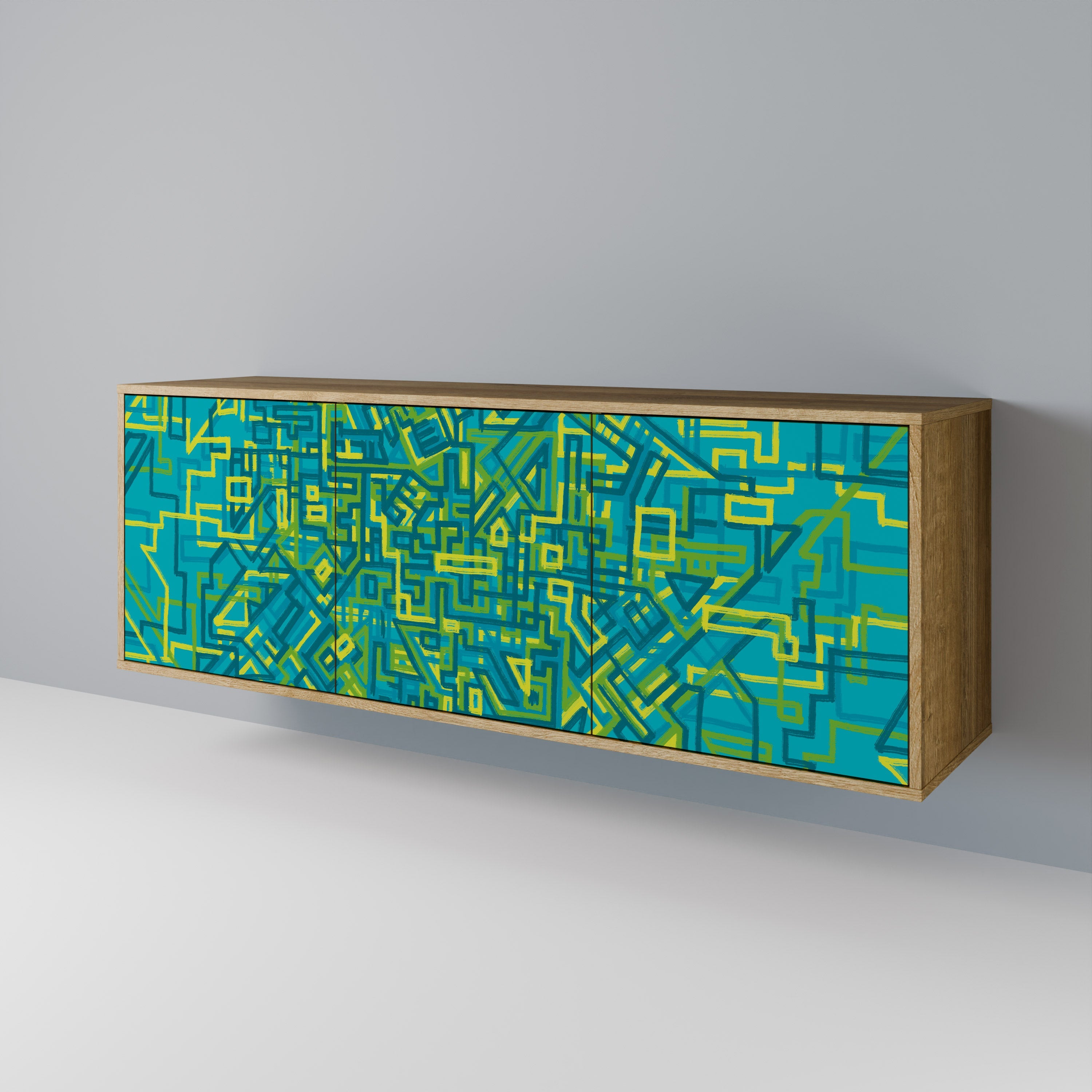 NOSTALGIC MEMORIES Aparador de 3 Portas em Efeito Carvalho