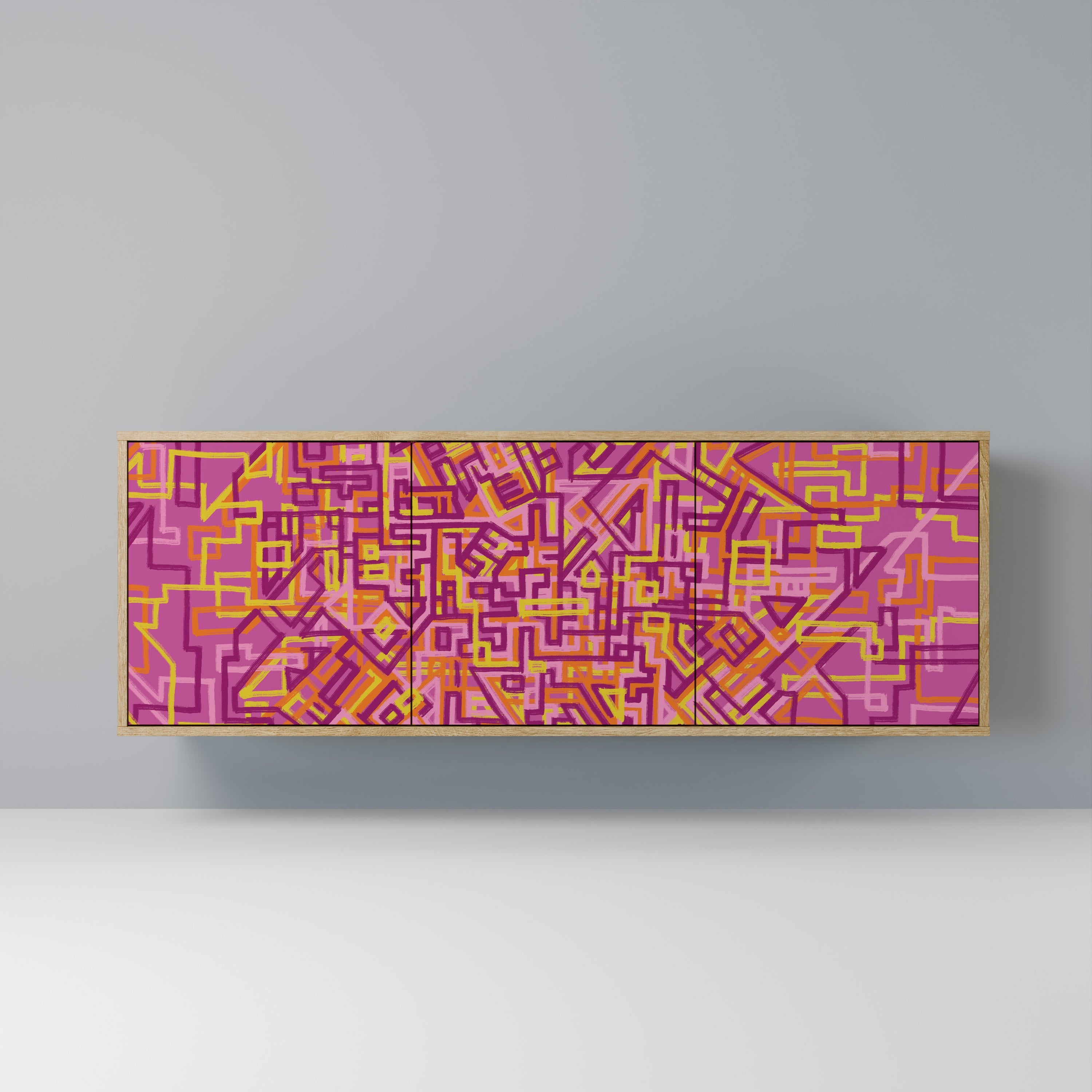 LOVELY MEMORIES 3-Door Sideboard in Oak Effect