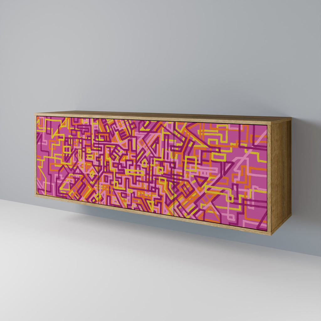 LOVELY MEMORIES Aparador de 3 Portas em Efeito Carvalho