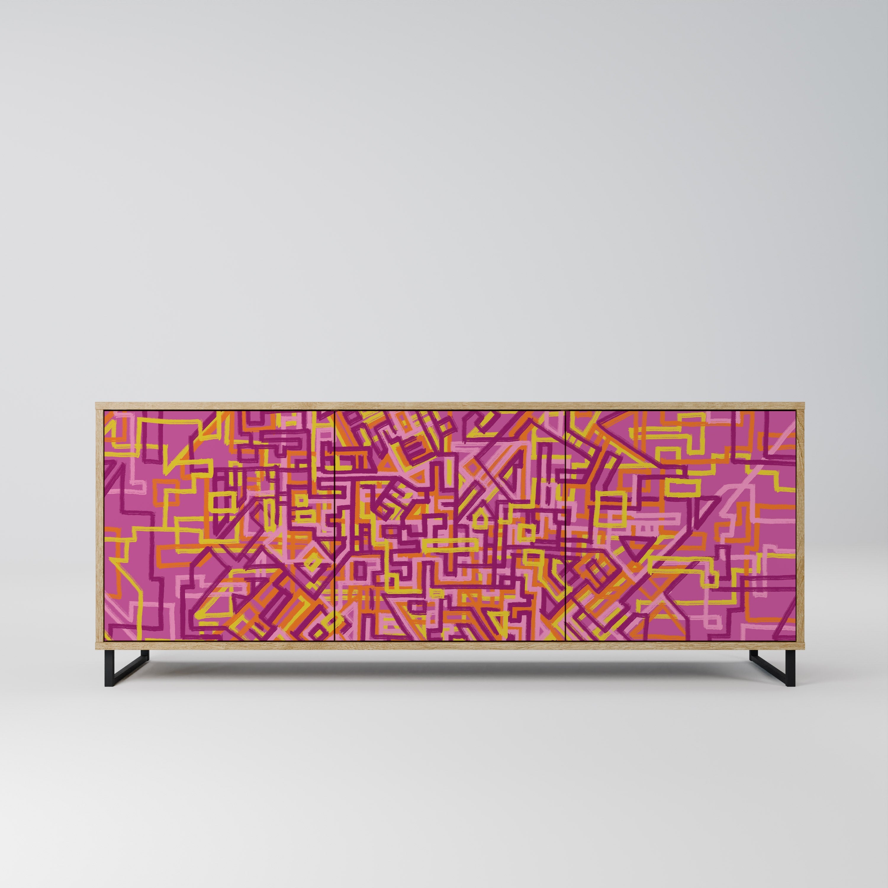 LOVELY MEMORIES 3-Door Sideboard in Oak Effect