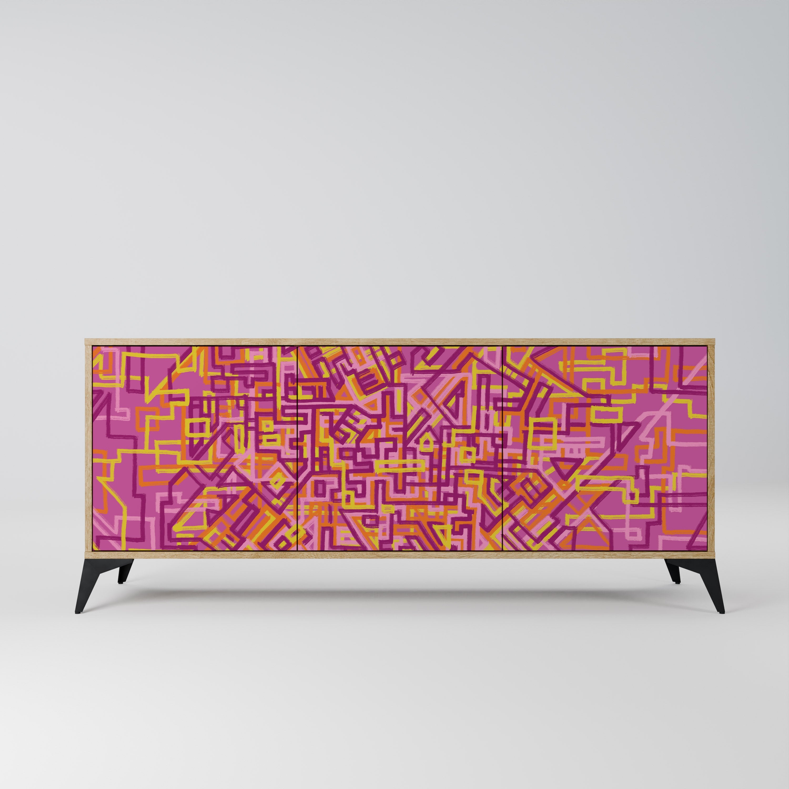 LOVELY MEMORIES 3-Door Sideboard in Oak Effect