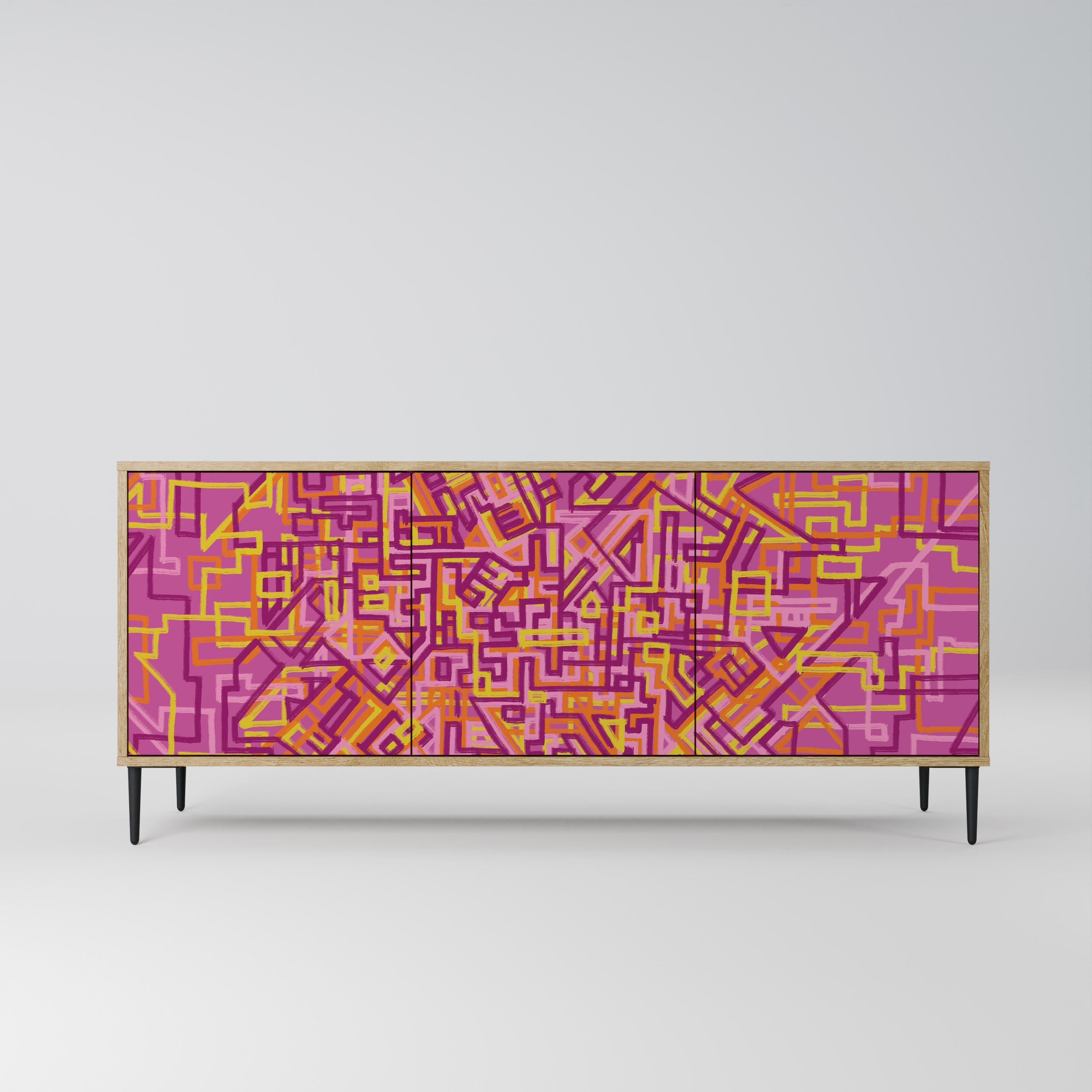 LOVELY MEMORIES 3-Door Sideboard in Oak Effect